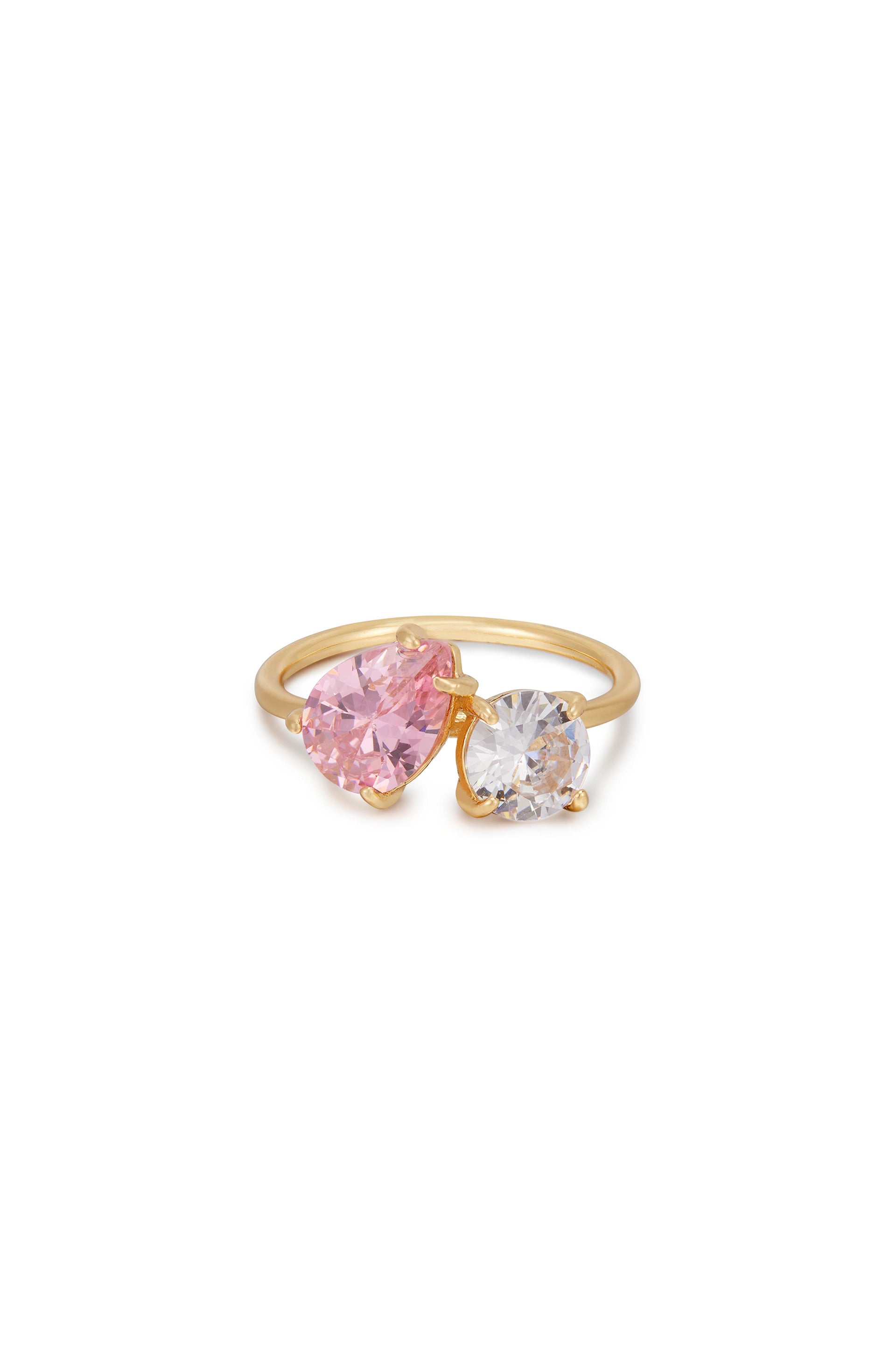 Toi et Moi Diamond and Peachy-Pink Sapphire Bypass Ring in Rose Gold 14K Rose Gold | Gorgeous Designs Ready to Ship - Taylor Custom Rings