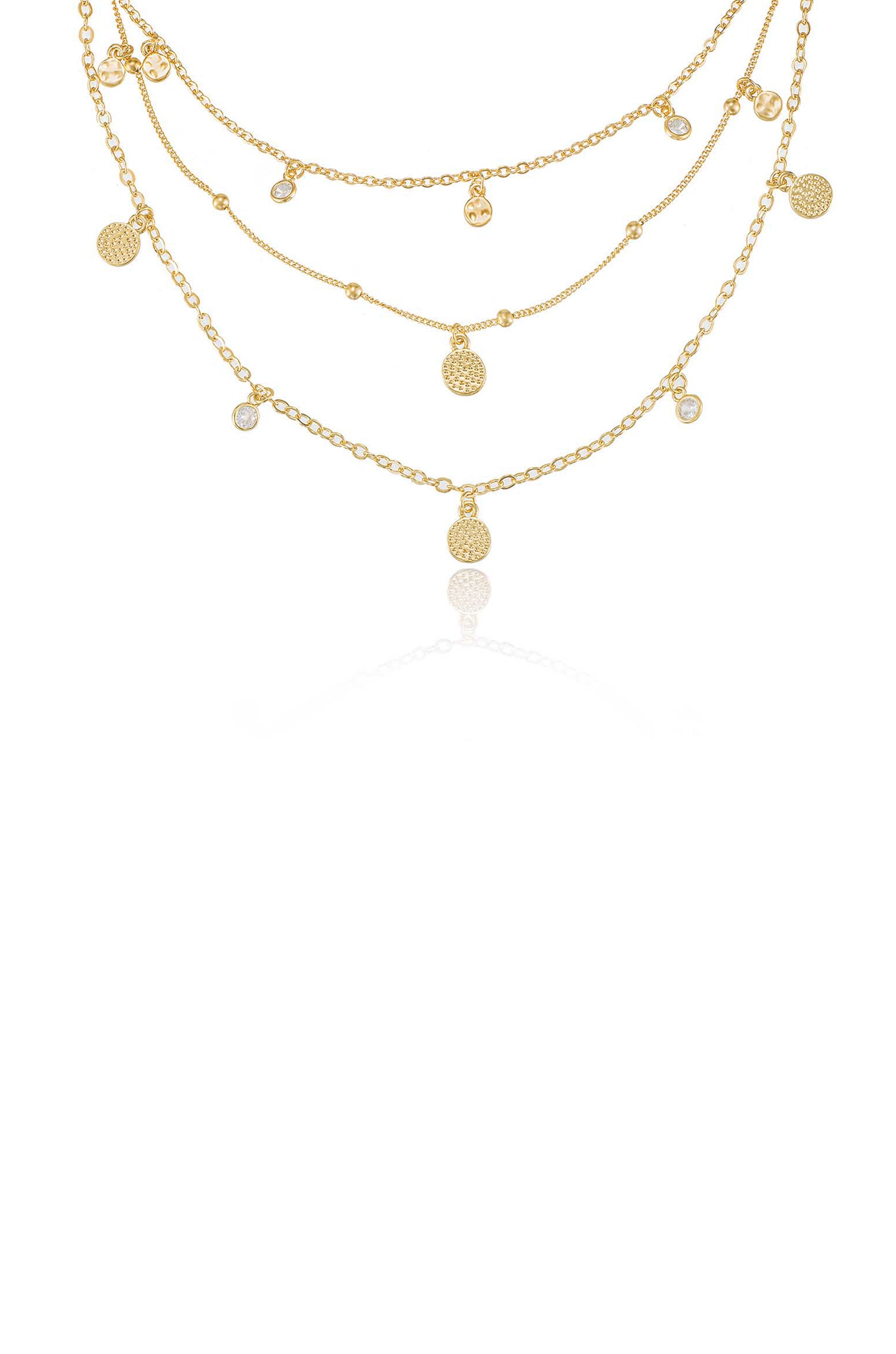 Gold Triple Layer Necklace, Delicate Necklaces, Gold Filled