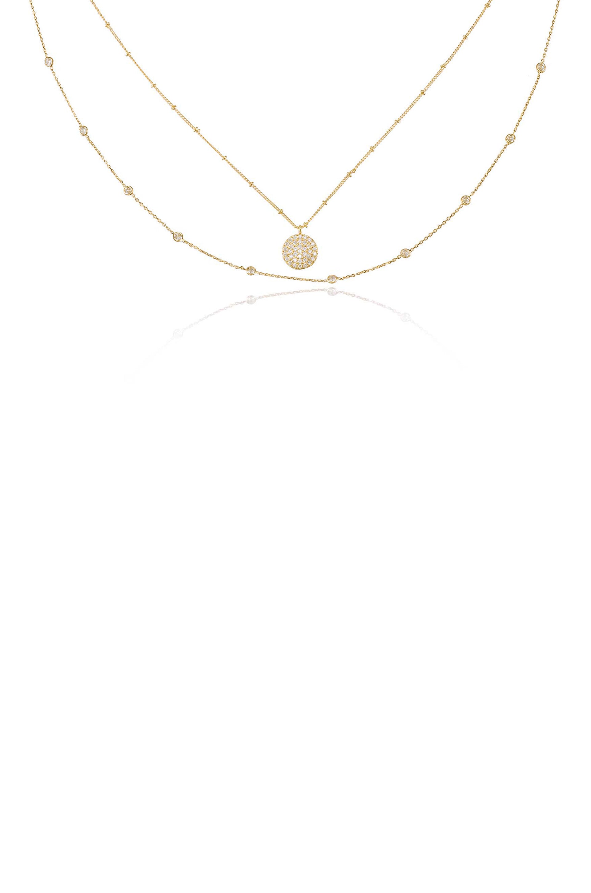 Crystal Disc 18k Gold Plated Layered Necklace Set – Ettika