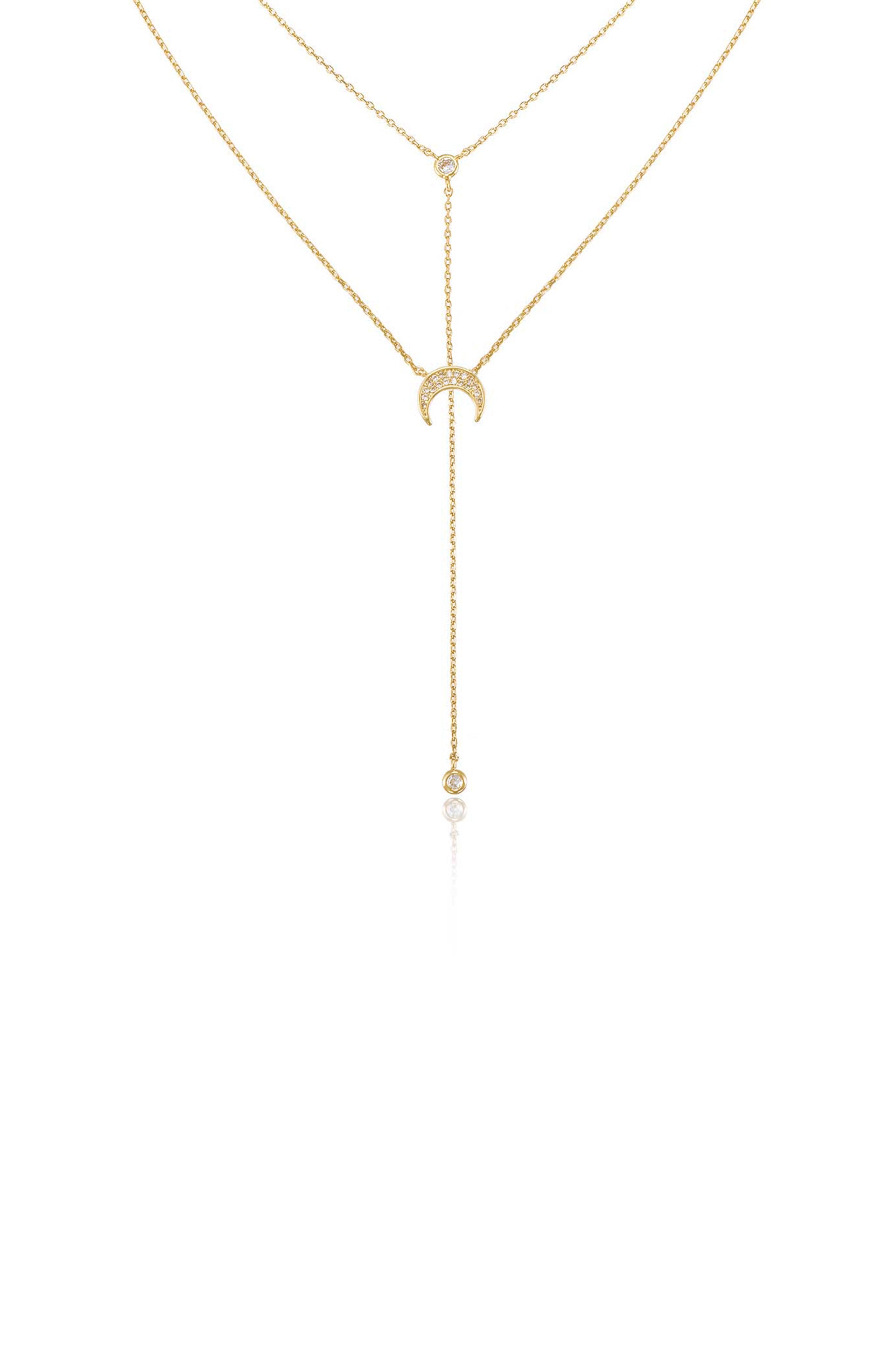 18K Gold Plated Brass Lock Pendant Layered Necklace