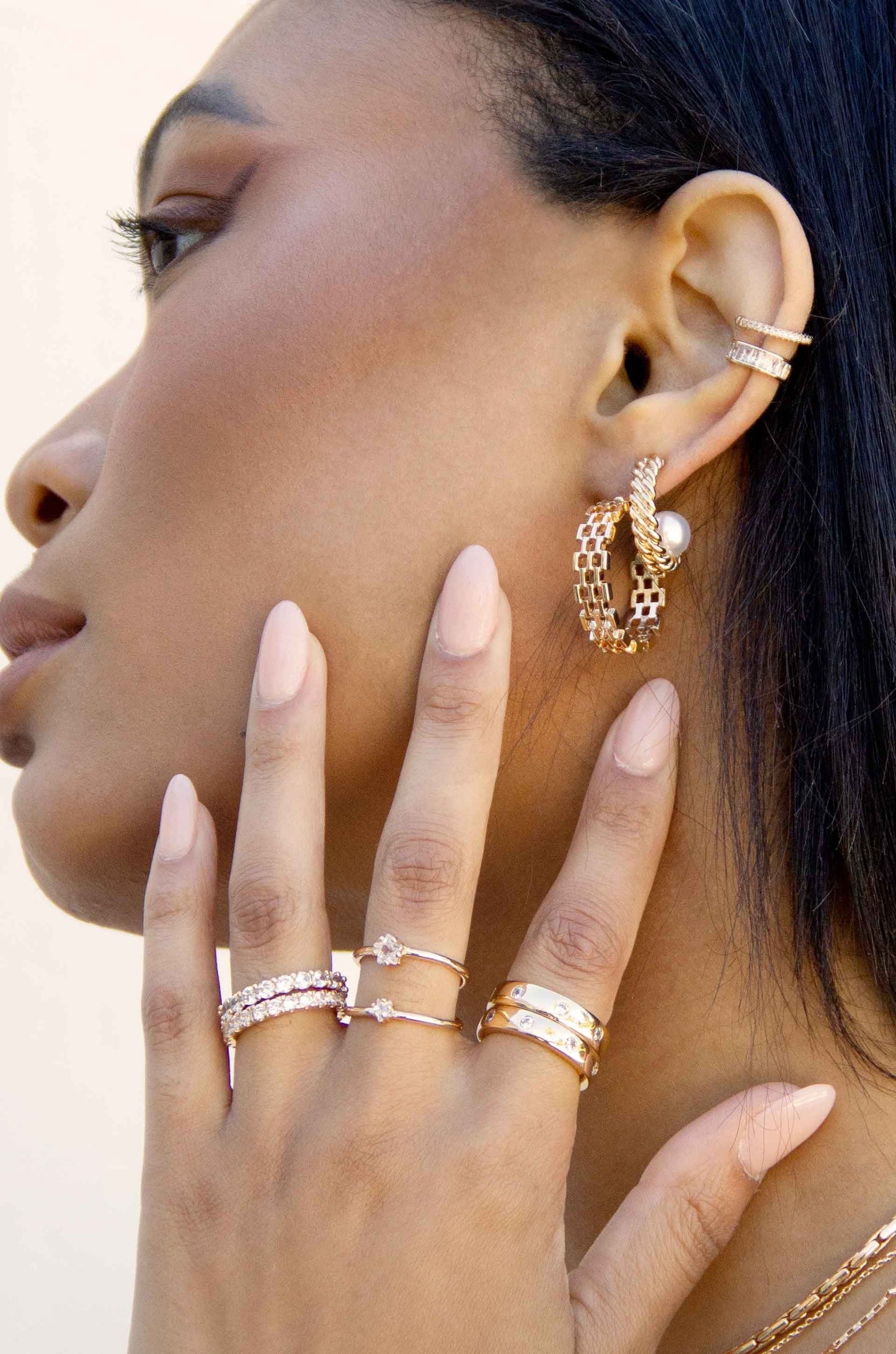 Pearls on a Swing Hoop Earrings