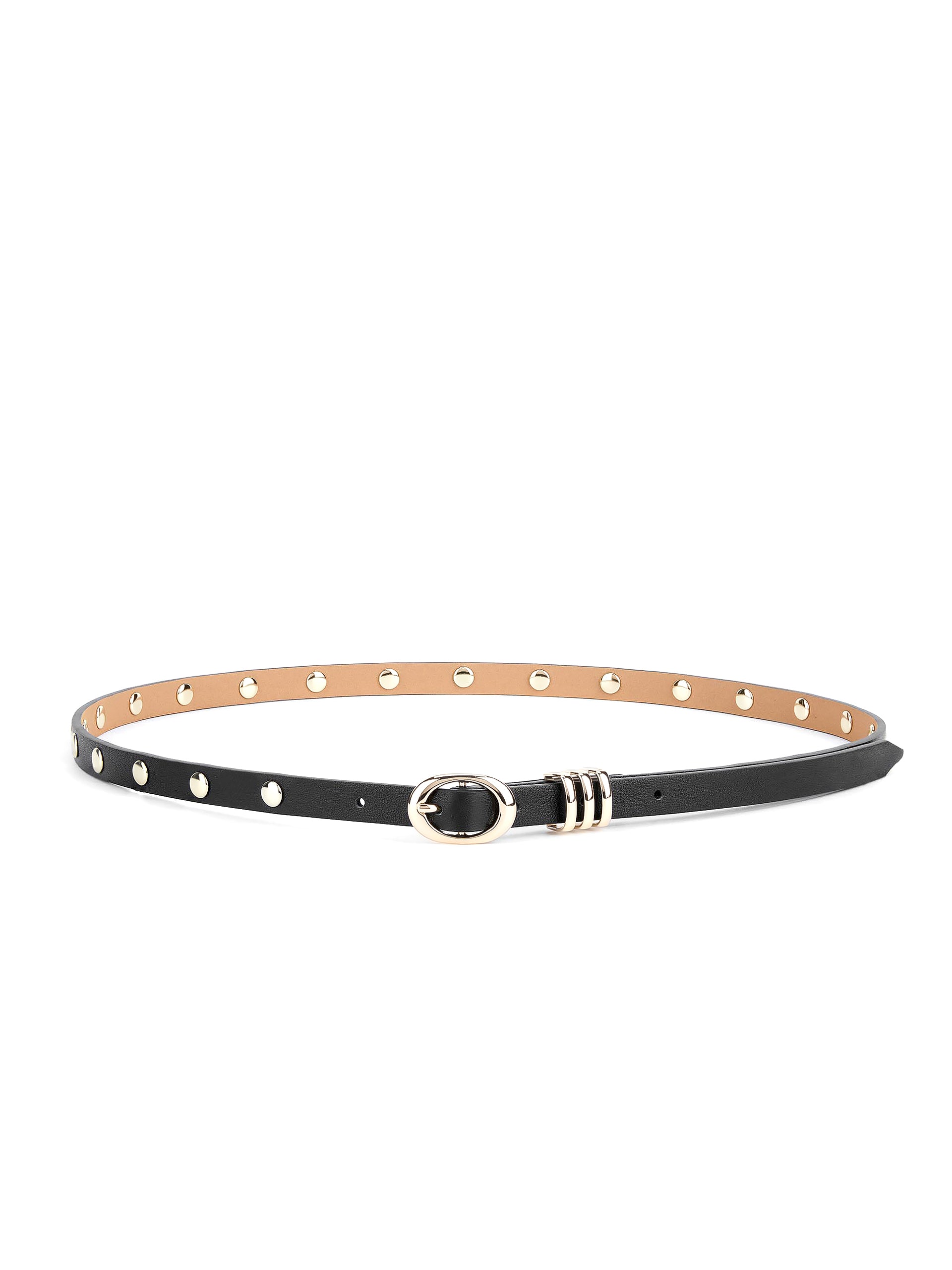 Classic Studded Skinny Belt in Black