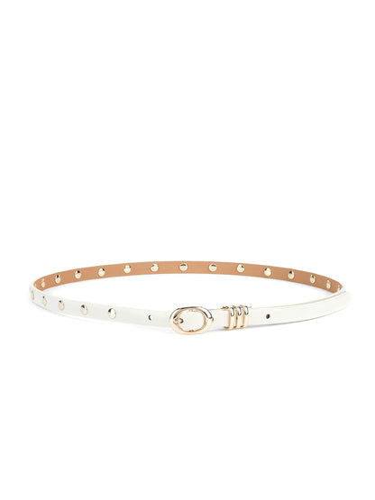 Classic Studded Skinny Belt in Vanilla