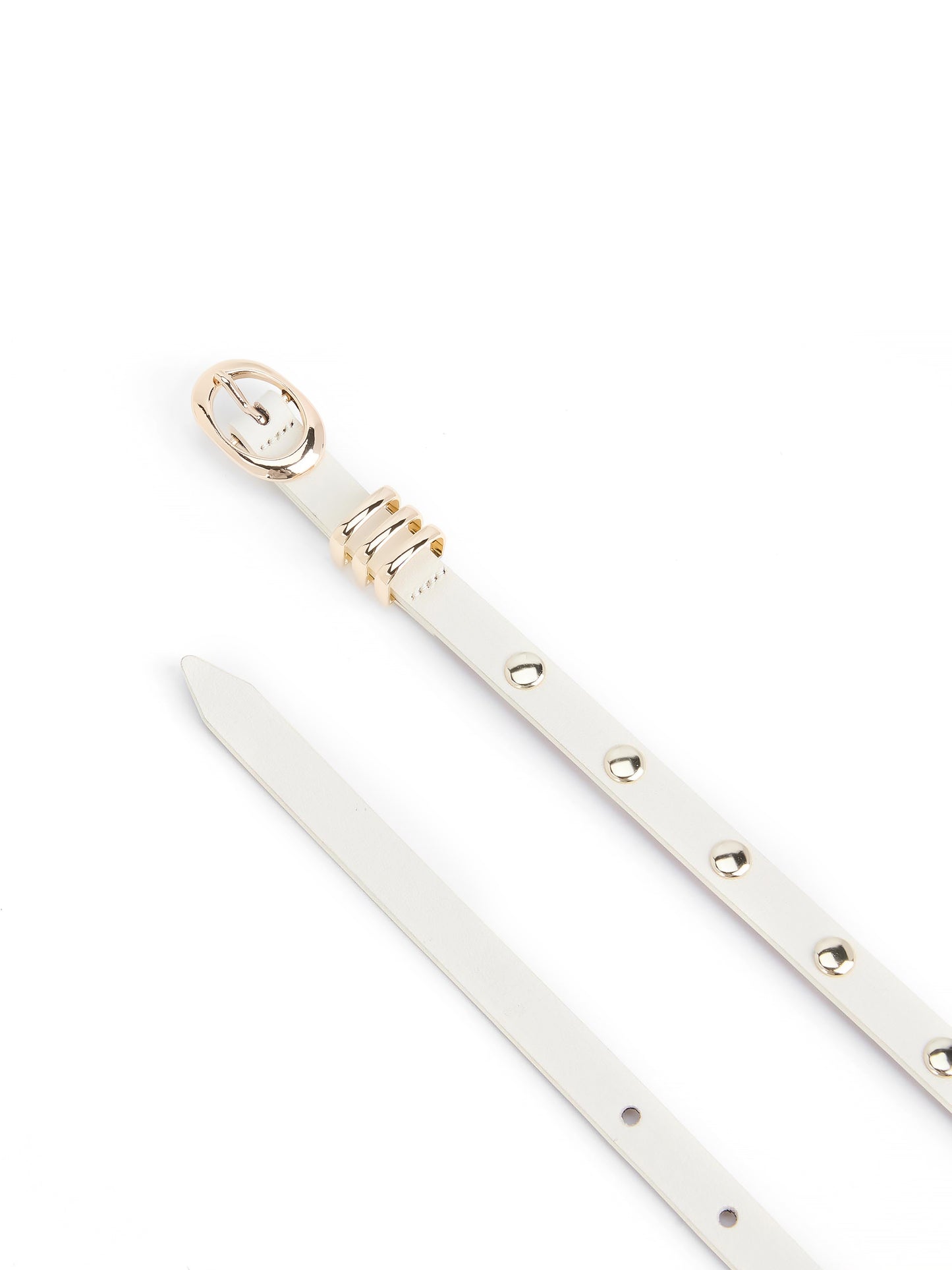 Classic Studded Skinny Belt in Vanilla close