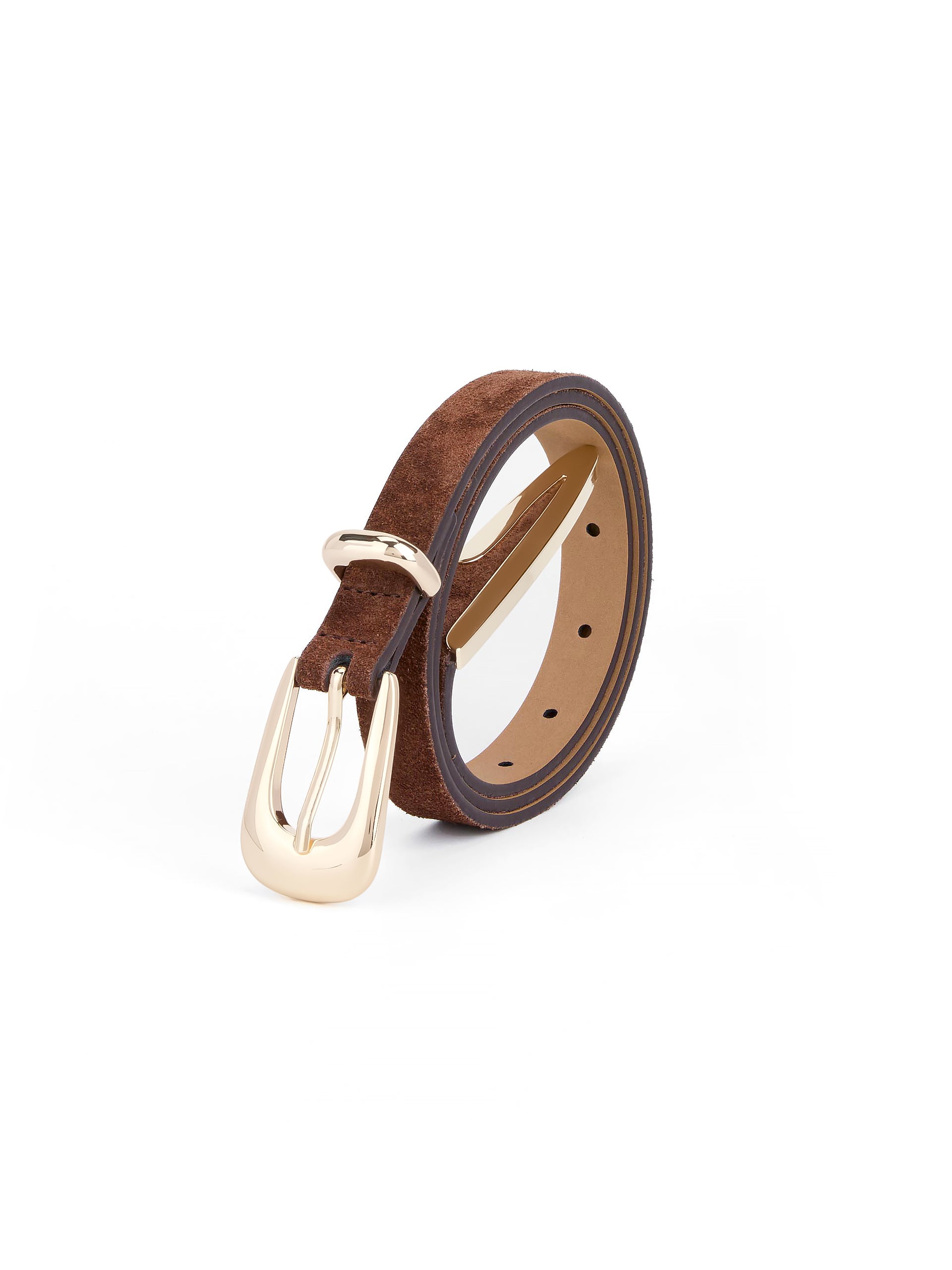 Modern Saddle Belt in Warm Truffle close