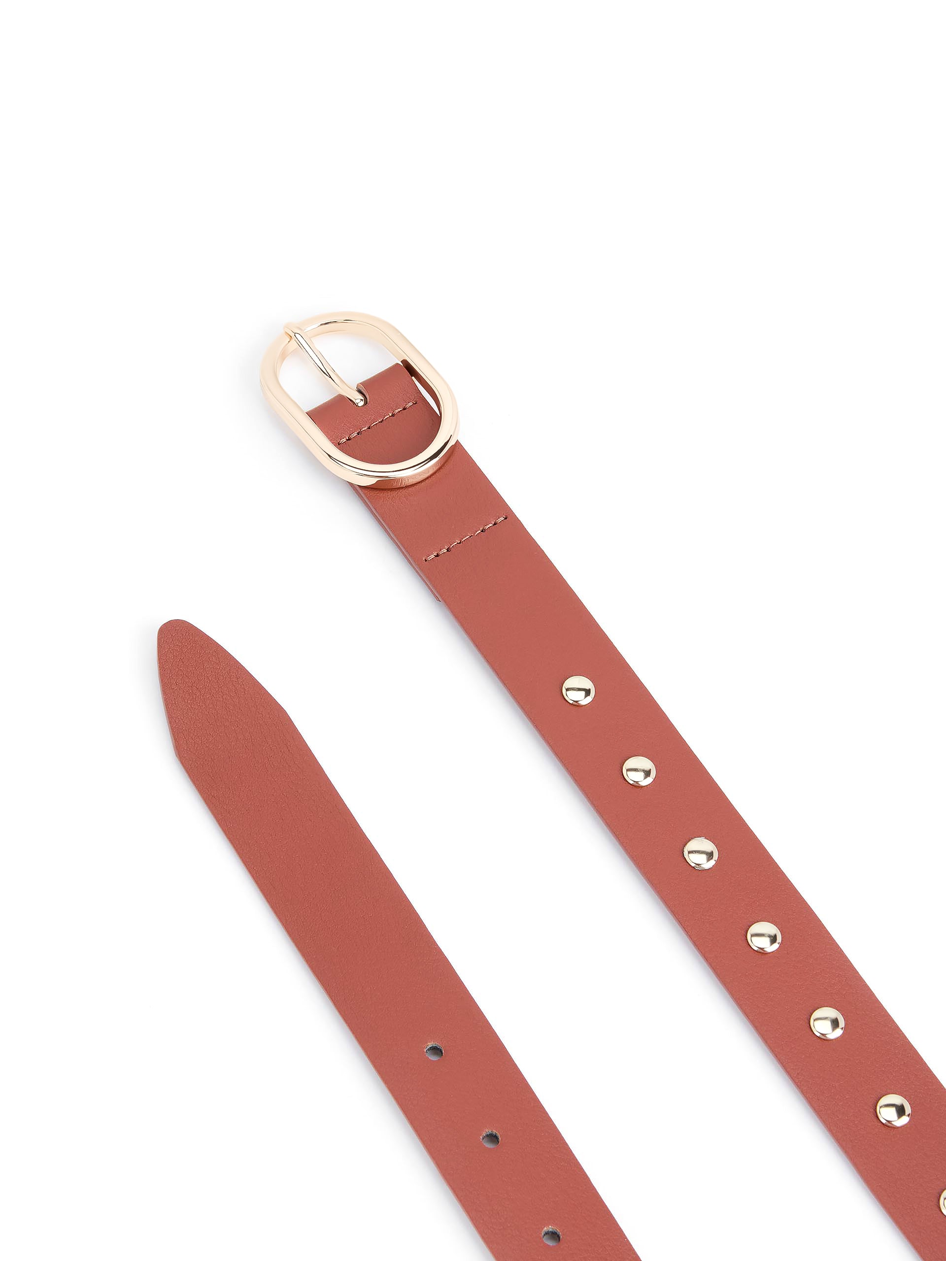 Boyfriend Stud Belt in Cognac close up