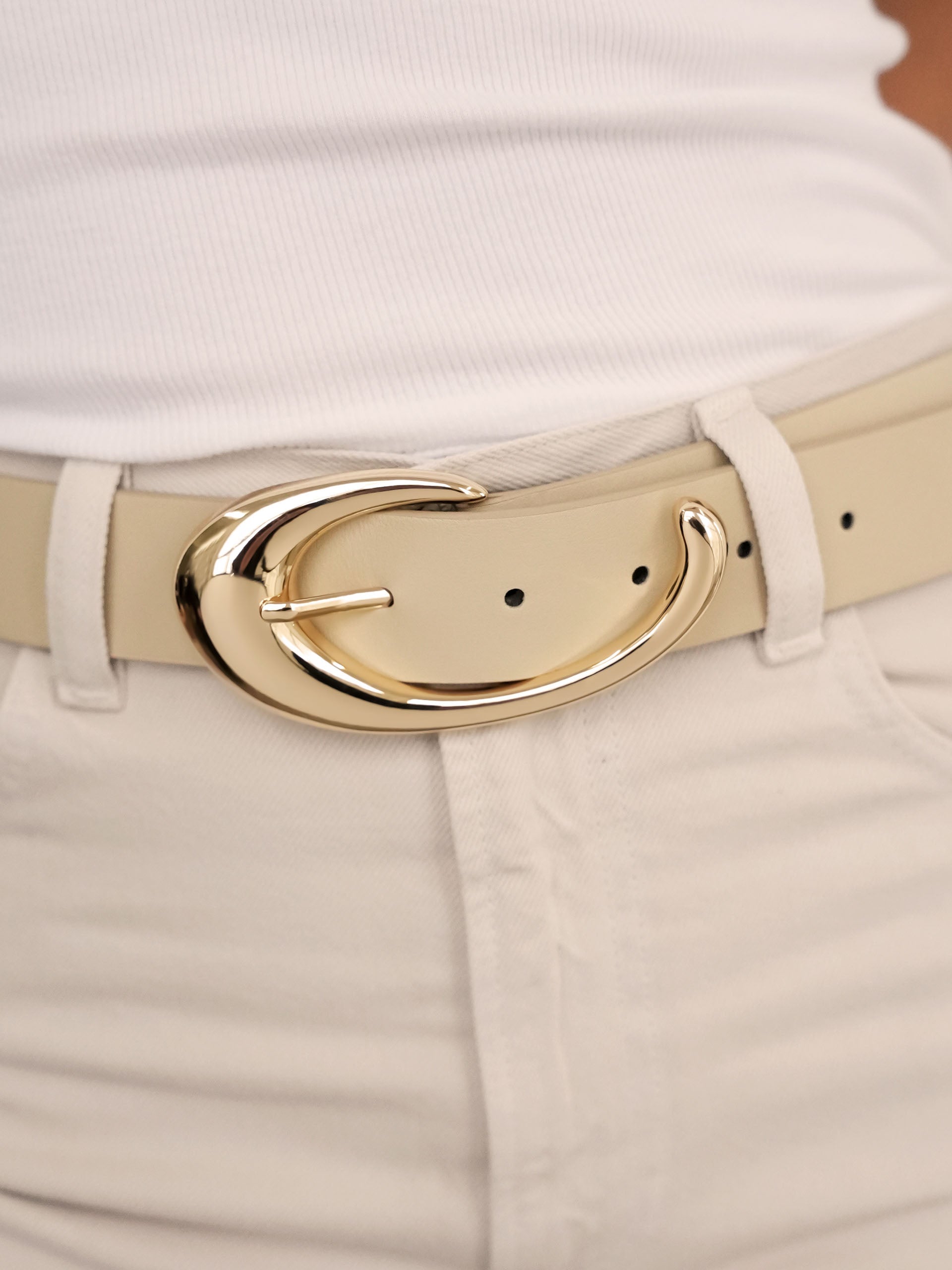 Sculpted Flow Belt in Ivory on model