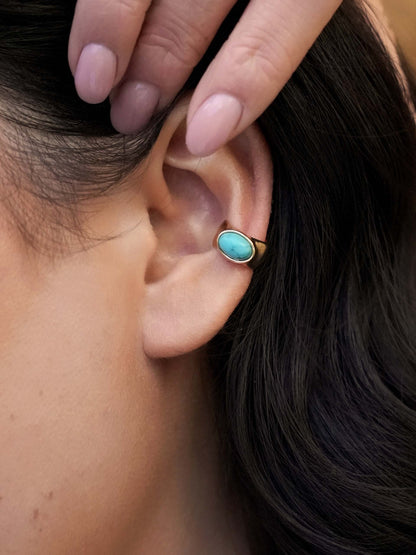 Turquoise Solstice Ear Cuff on model