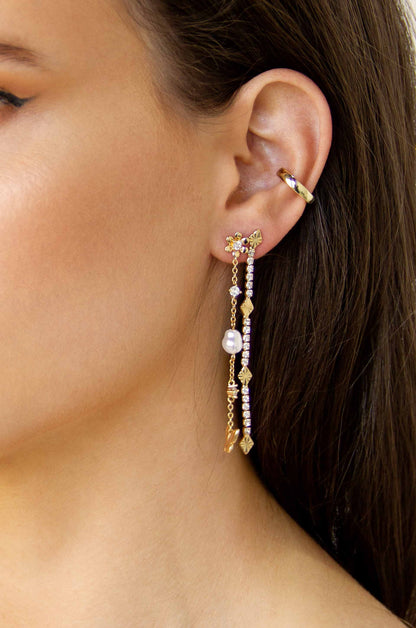 Straight Crystal Chain Dangle Earrings