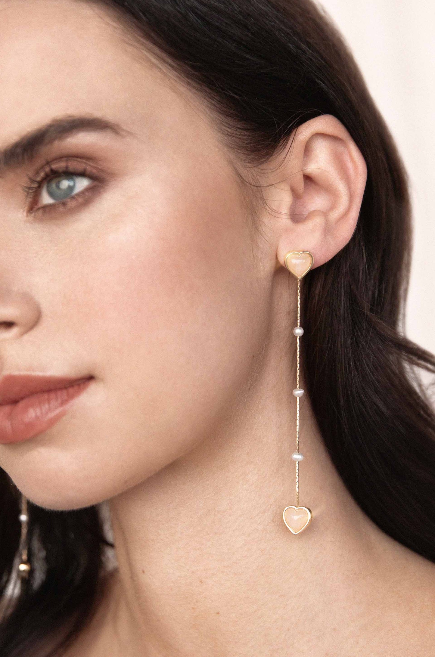 Stoned Heart Drop Earrings