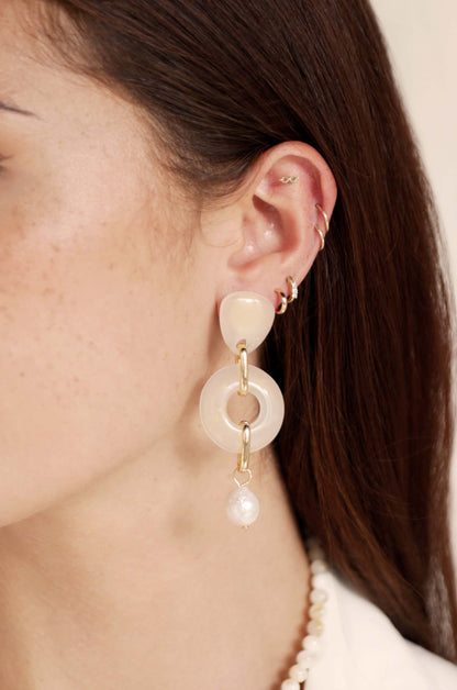 Perfectly Suited Resin and Pearl Dangle Earrings