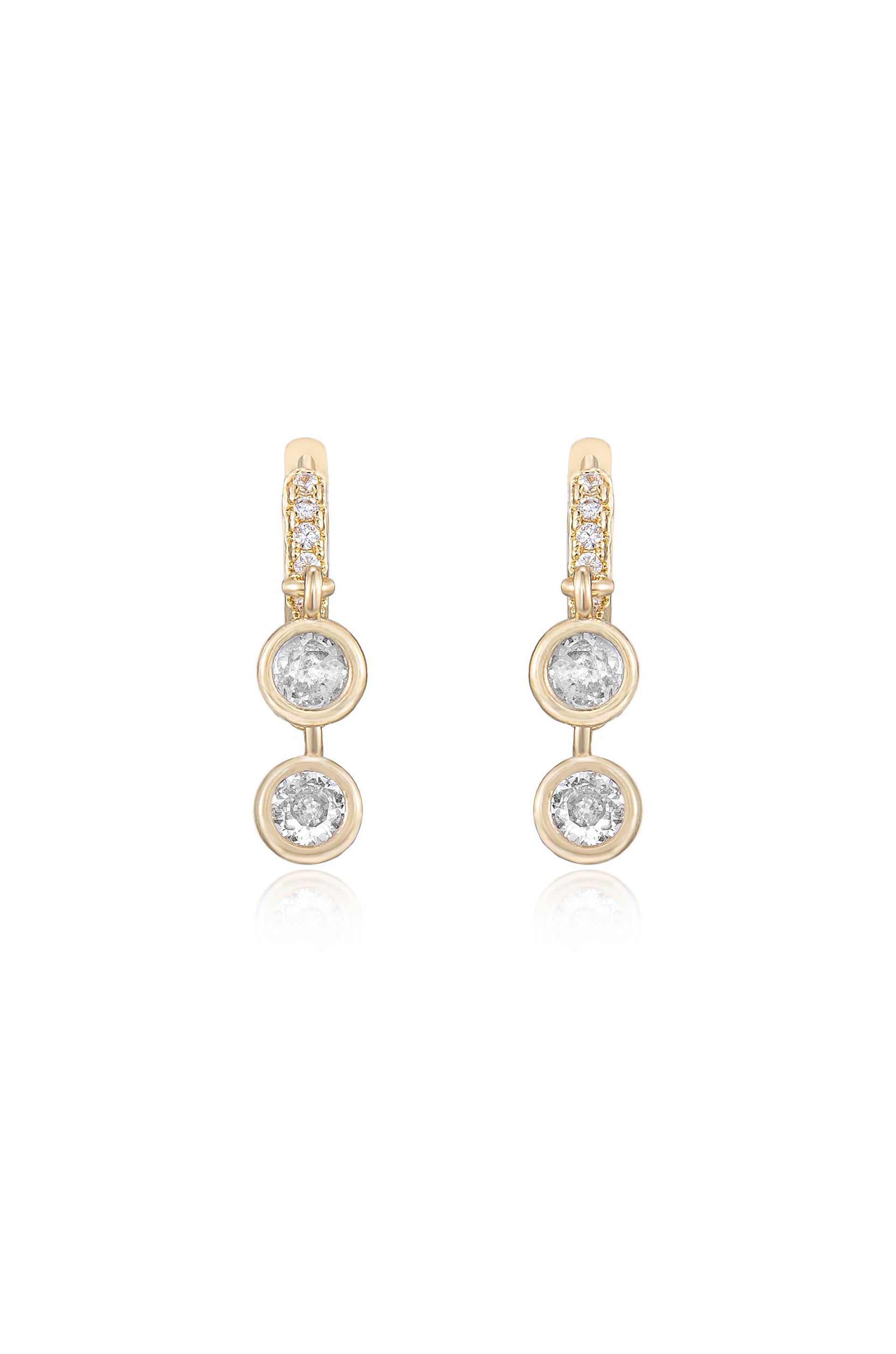 Double Crystal Charm Mini Hoop Earrings