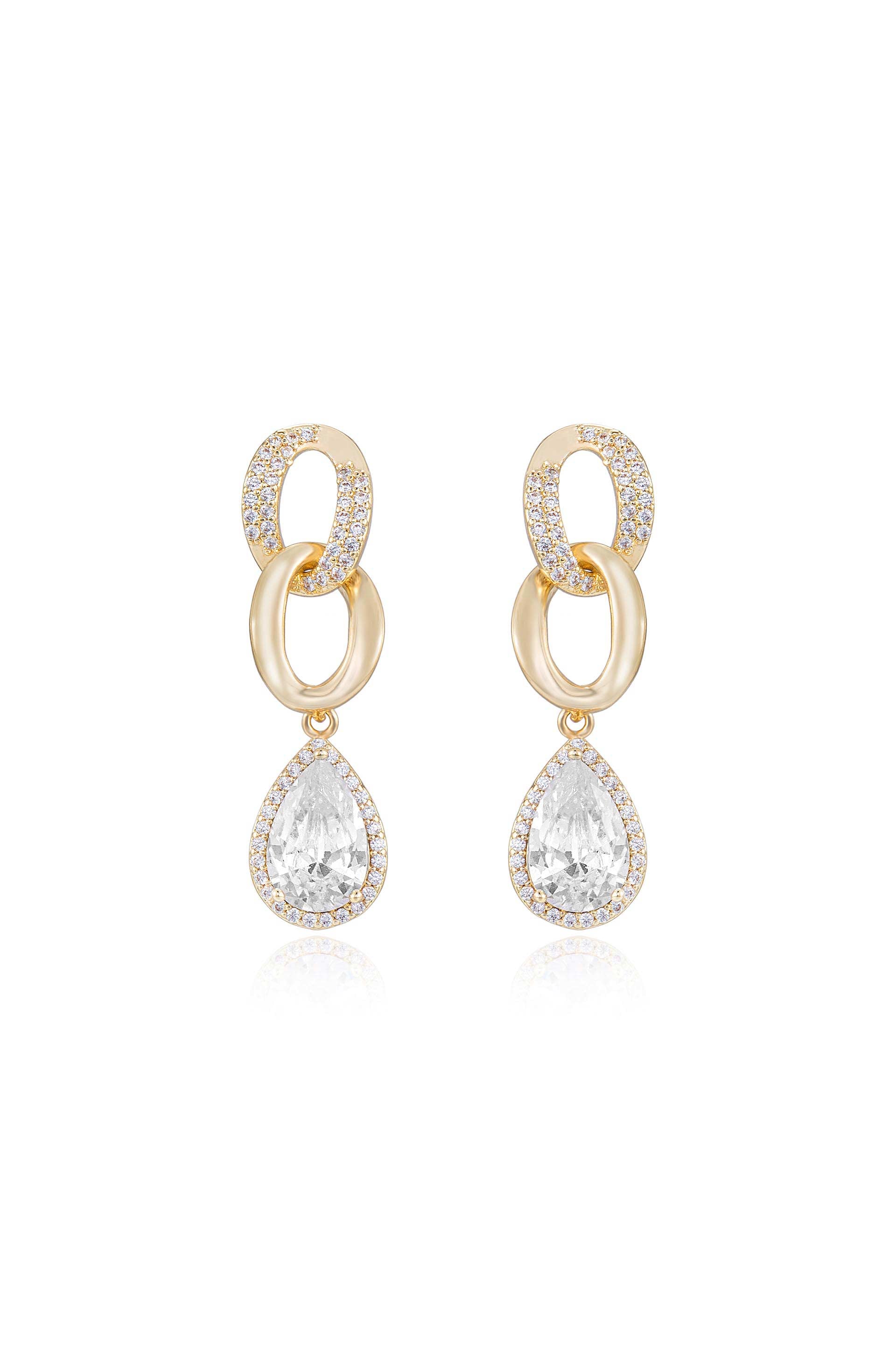 Linked Drop Crystal Earrings