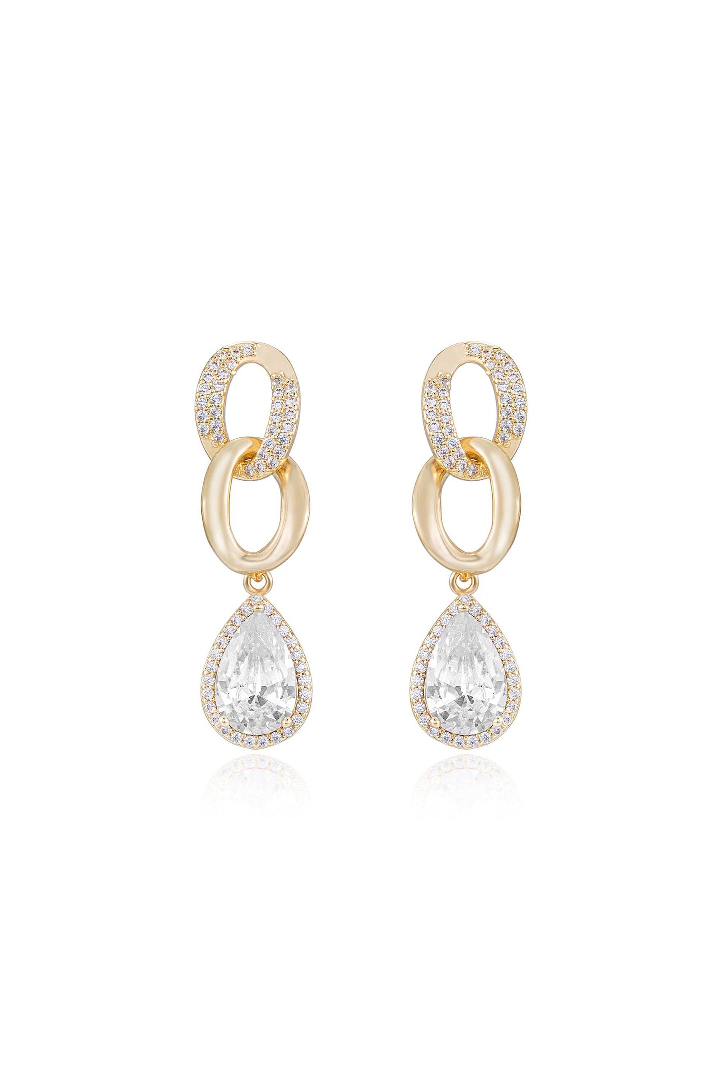 Linked Drop Crystal Earrings