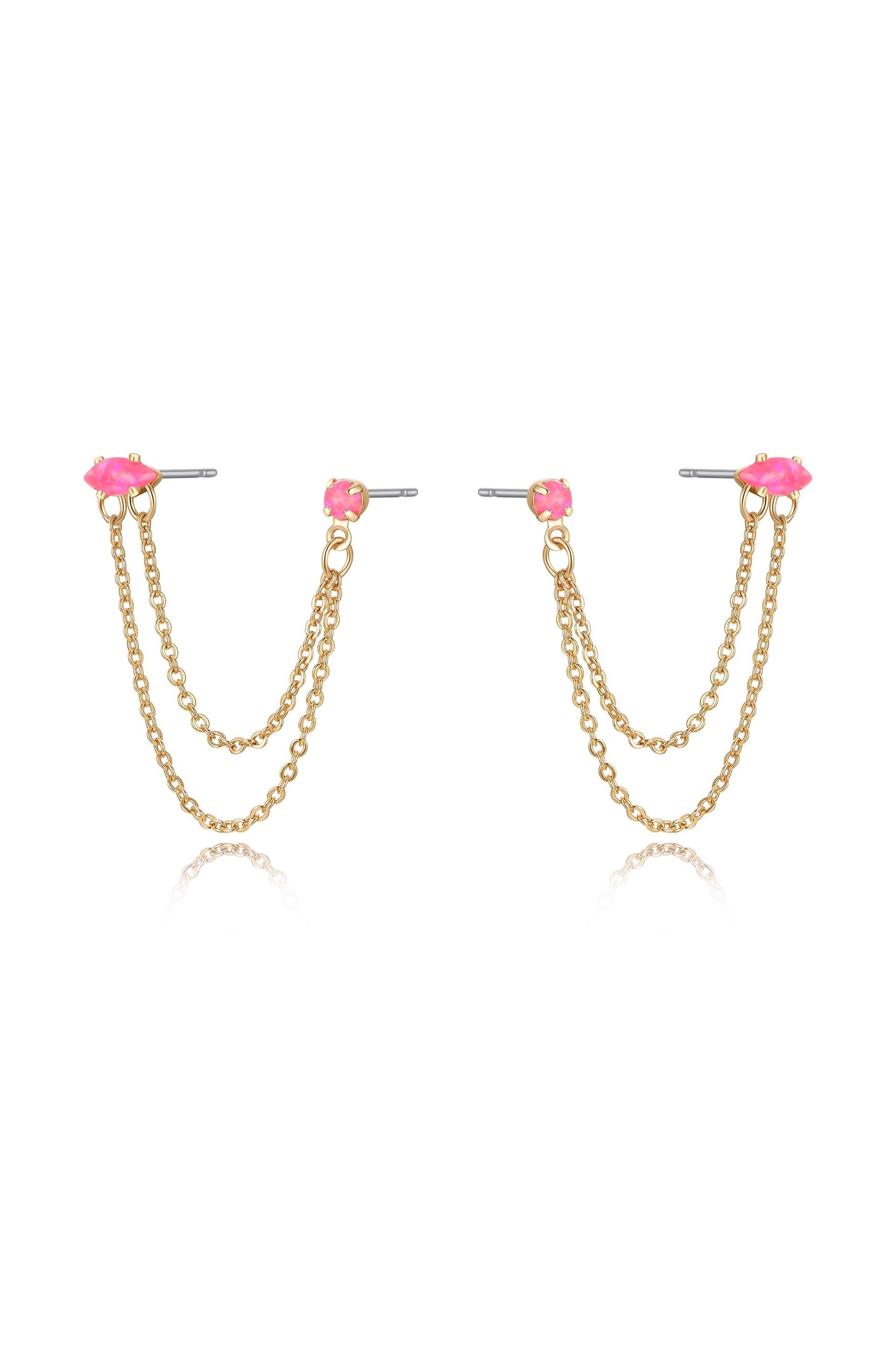 Pavé Bar Front Back Chain Stud Earring – Adina Eden