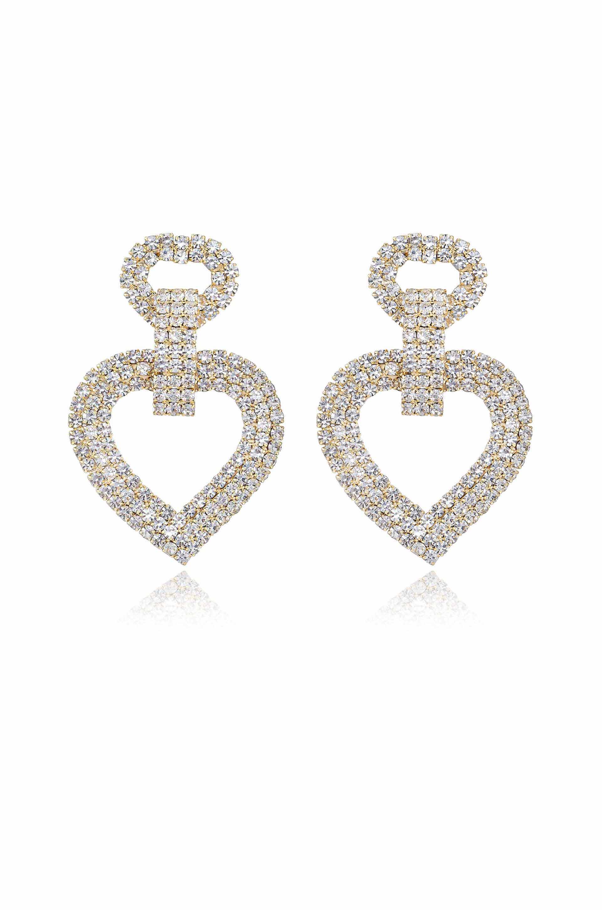 Dove Drop Heart Crystal Earrings