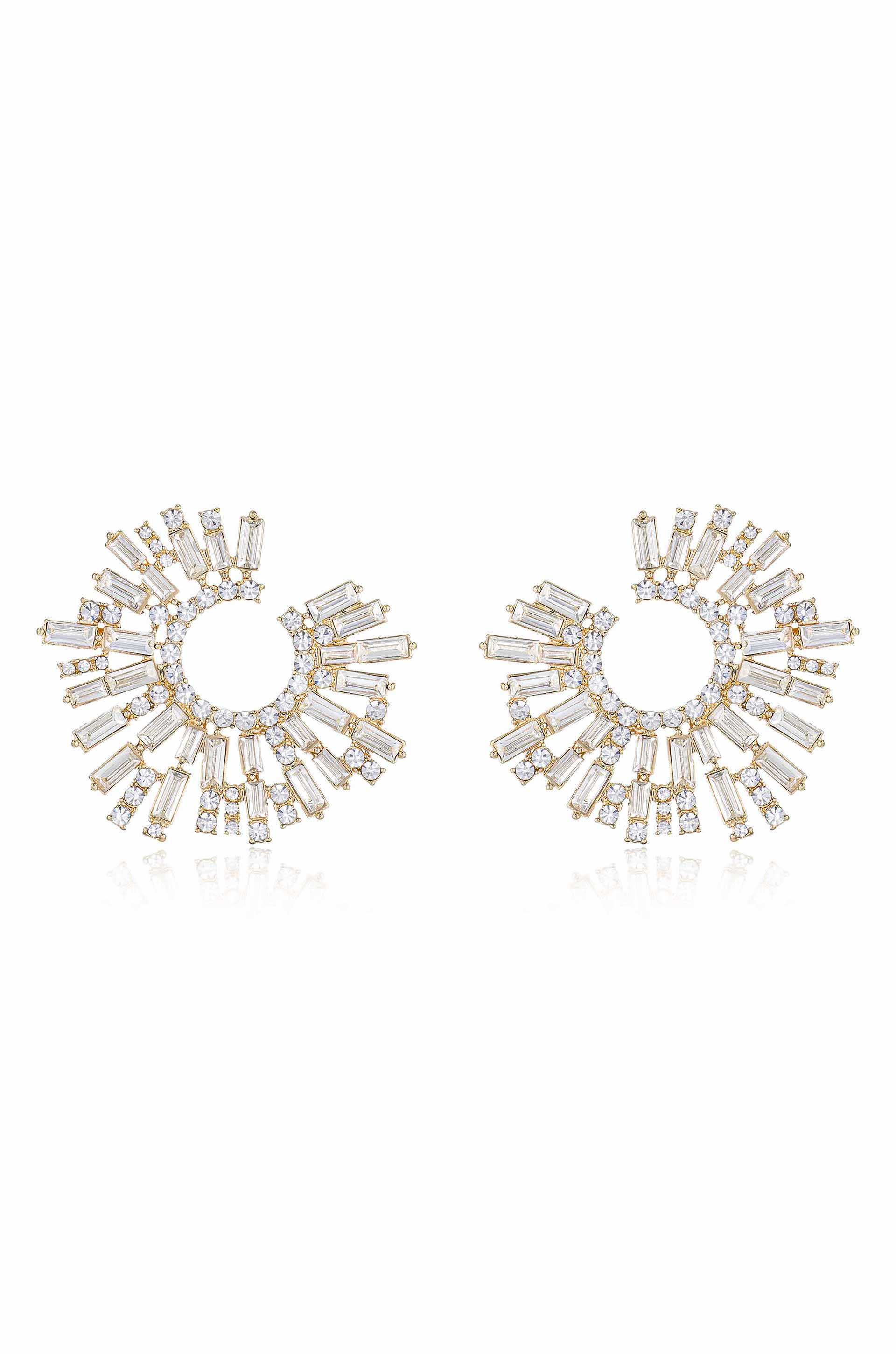 Opulent Crystal Stardust 18k Gold Plated Open Circle Earrings