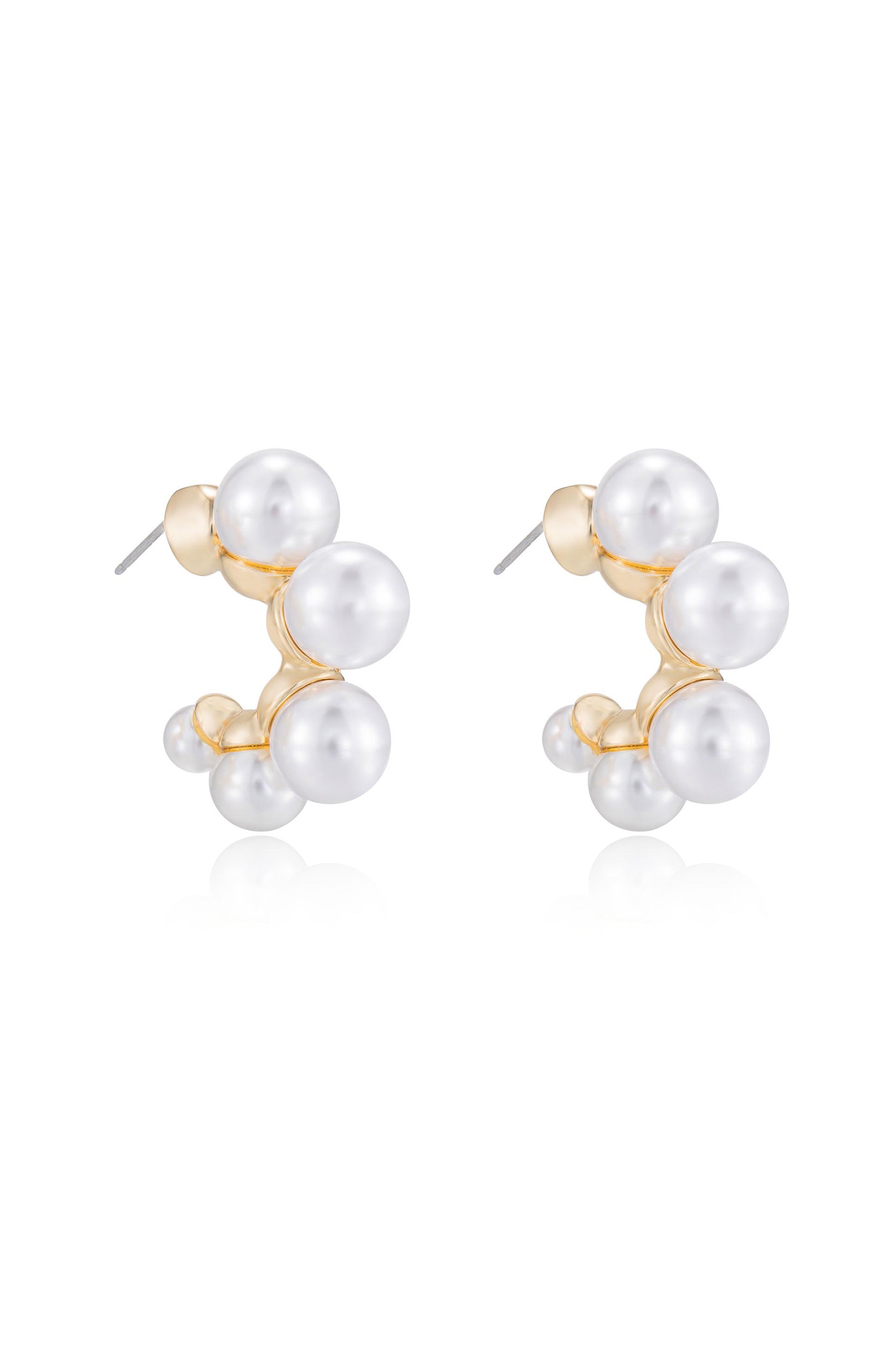 Dazzling Pearl Hoop Earrings - Medium Size in 18K Gold Plating by Talisa
