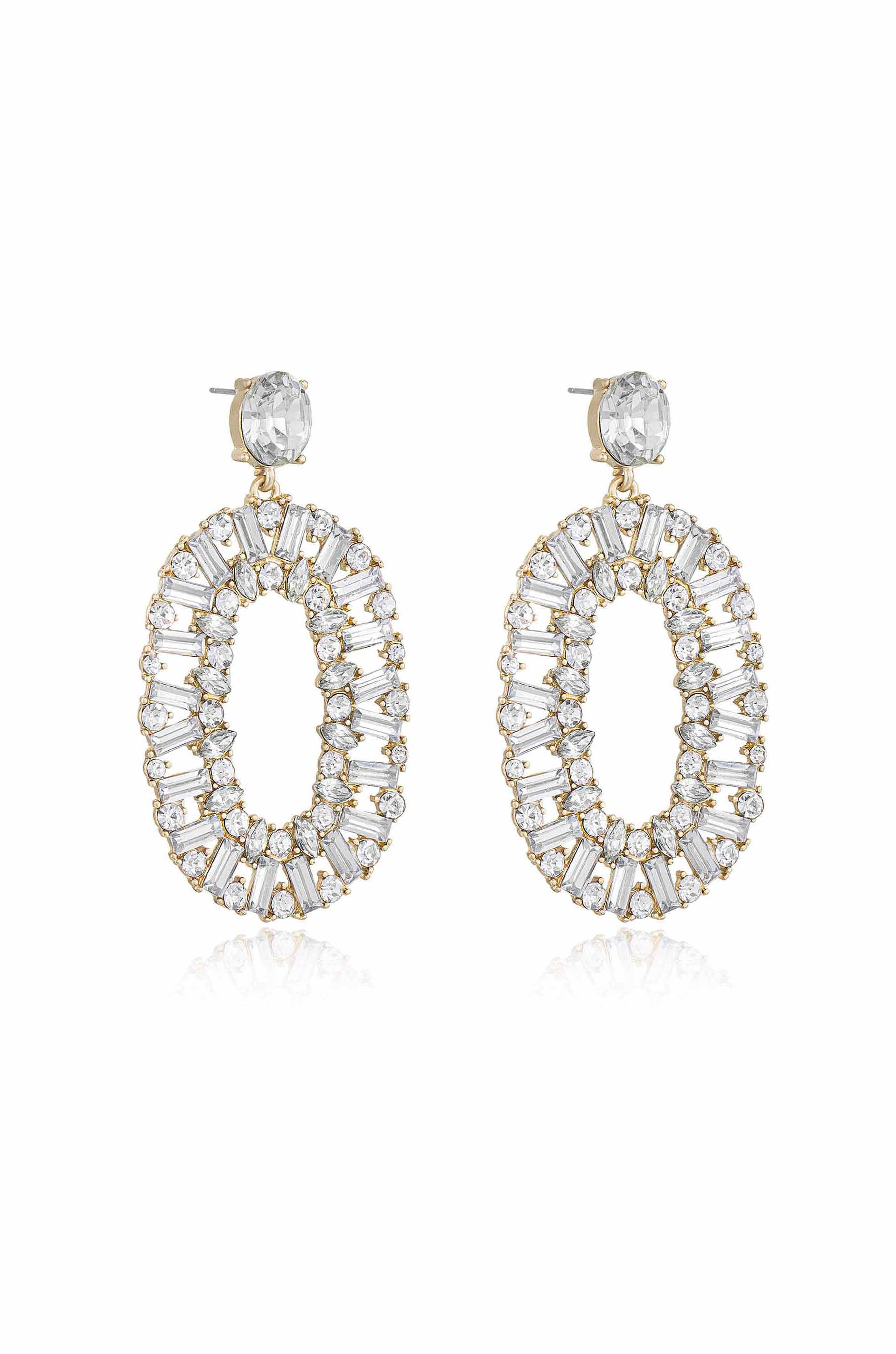 White Crystal hotsell Oval Hoop Dangles