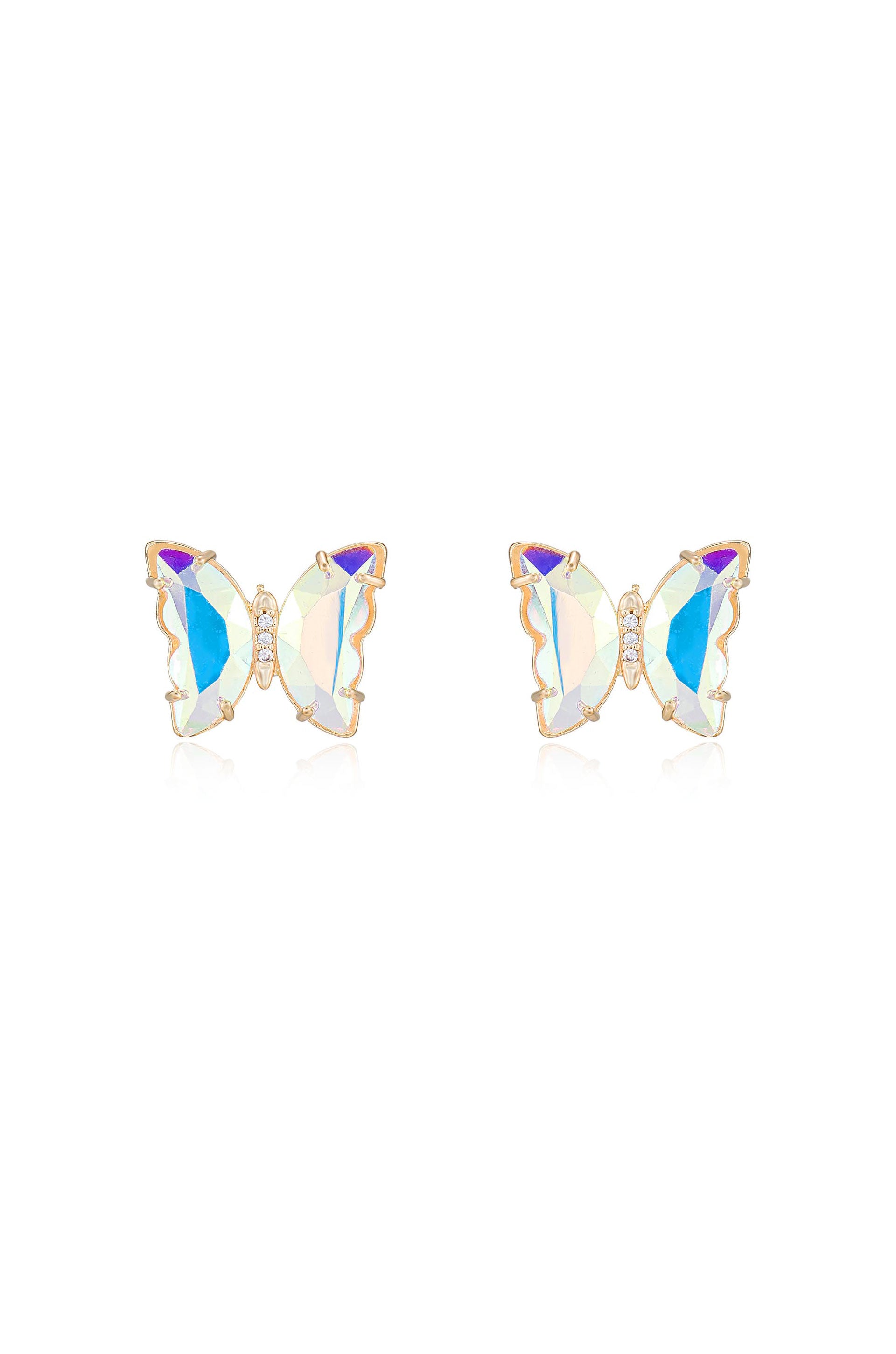 Flutter Butterfly Wings Double Ear Piercing Earring Stud Set