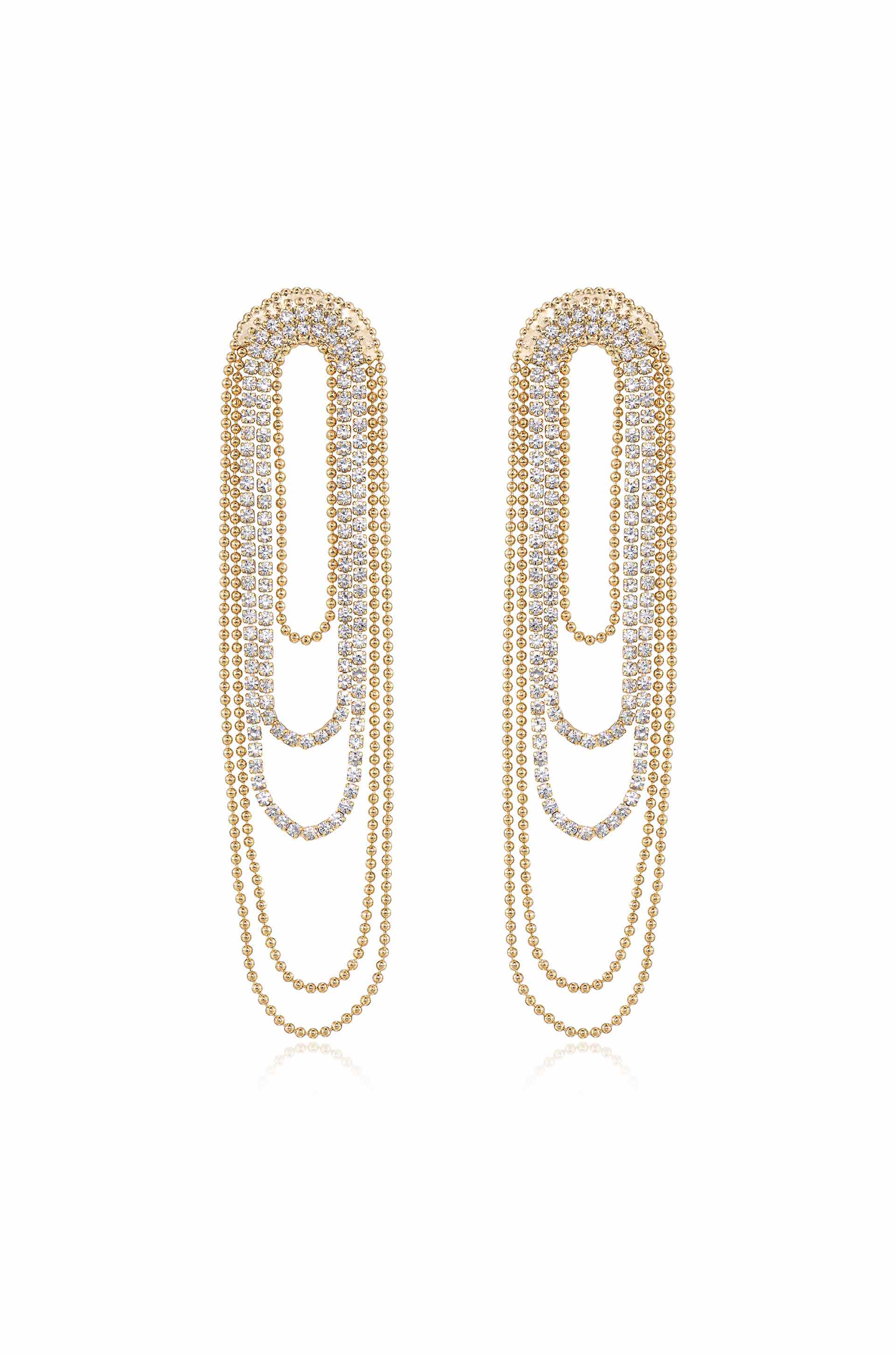 Crystal and Looped Chain Earrings