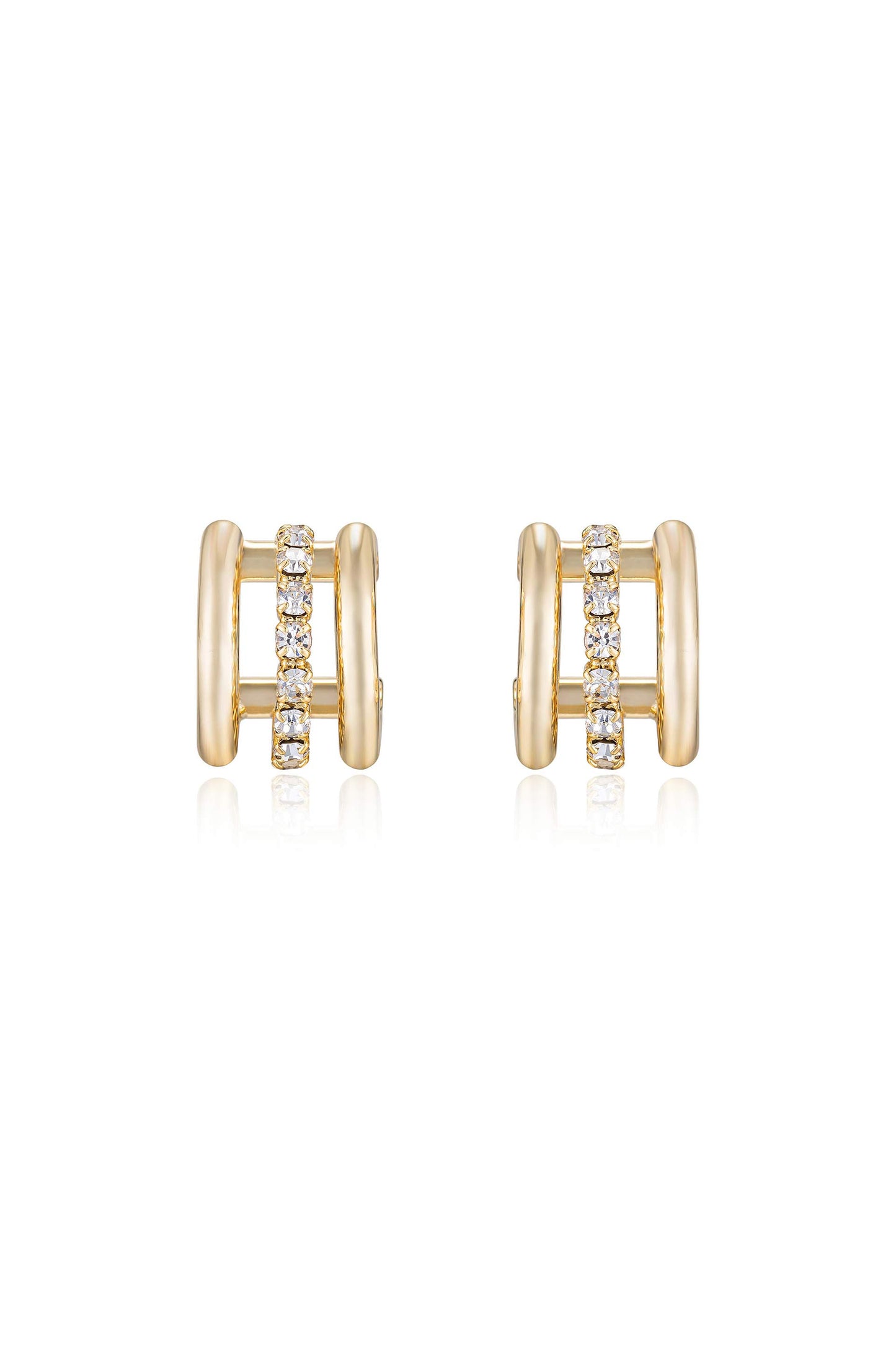 Thick Crystal Accent Huggie Earrings