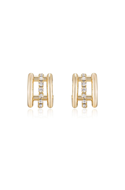 Thick Crystal Accent Huggie Earrings