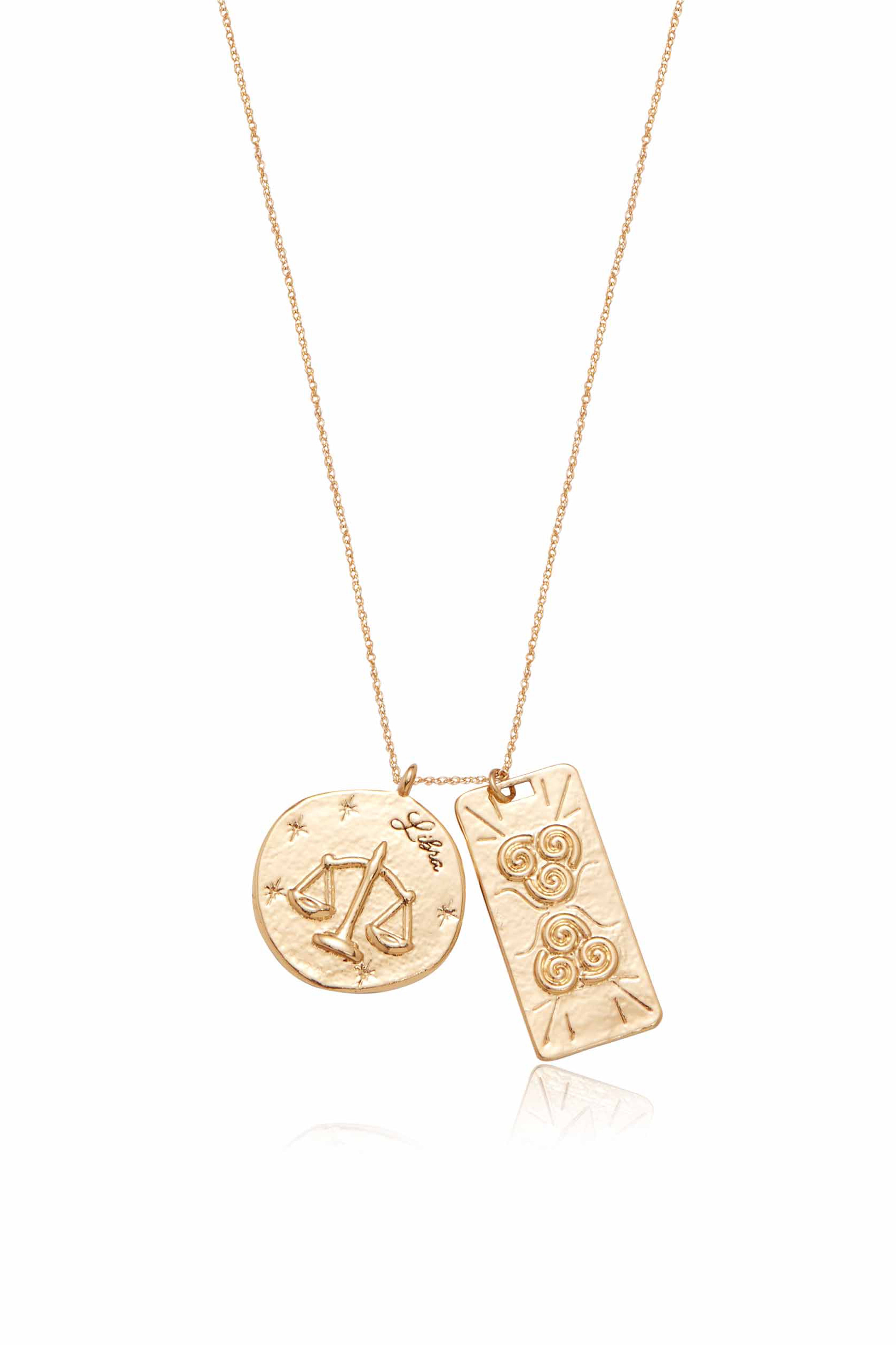 Zodiac Double Medallion 18k Gold Plated Necklace