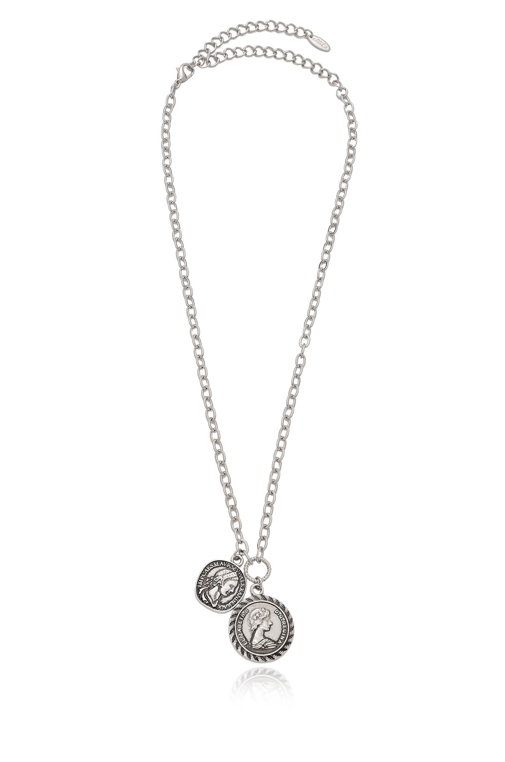 Double coin pendant on sale necklace