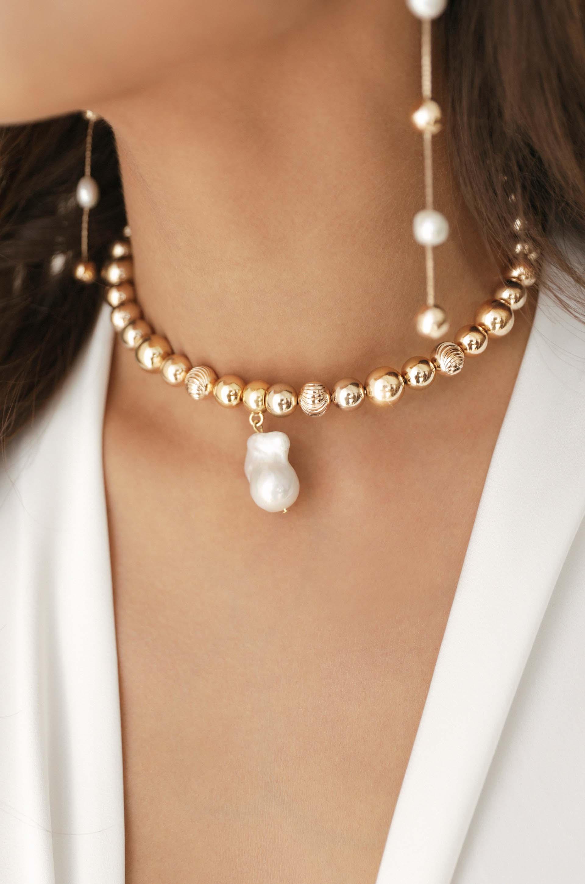 White Freshwater Pearl Necklace Choker for Women with 925 Silver Clasp –  myseapearl