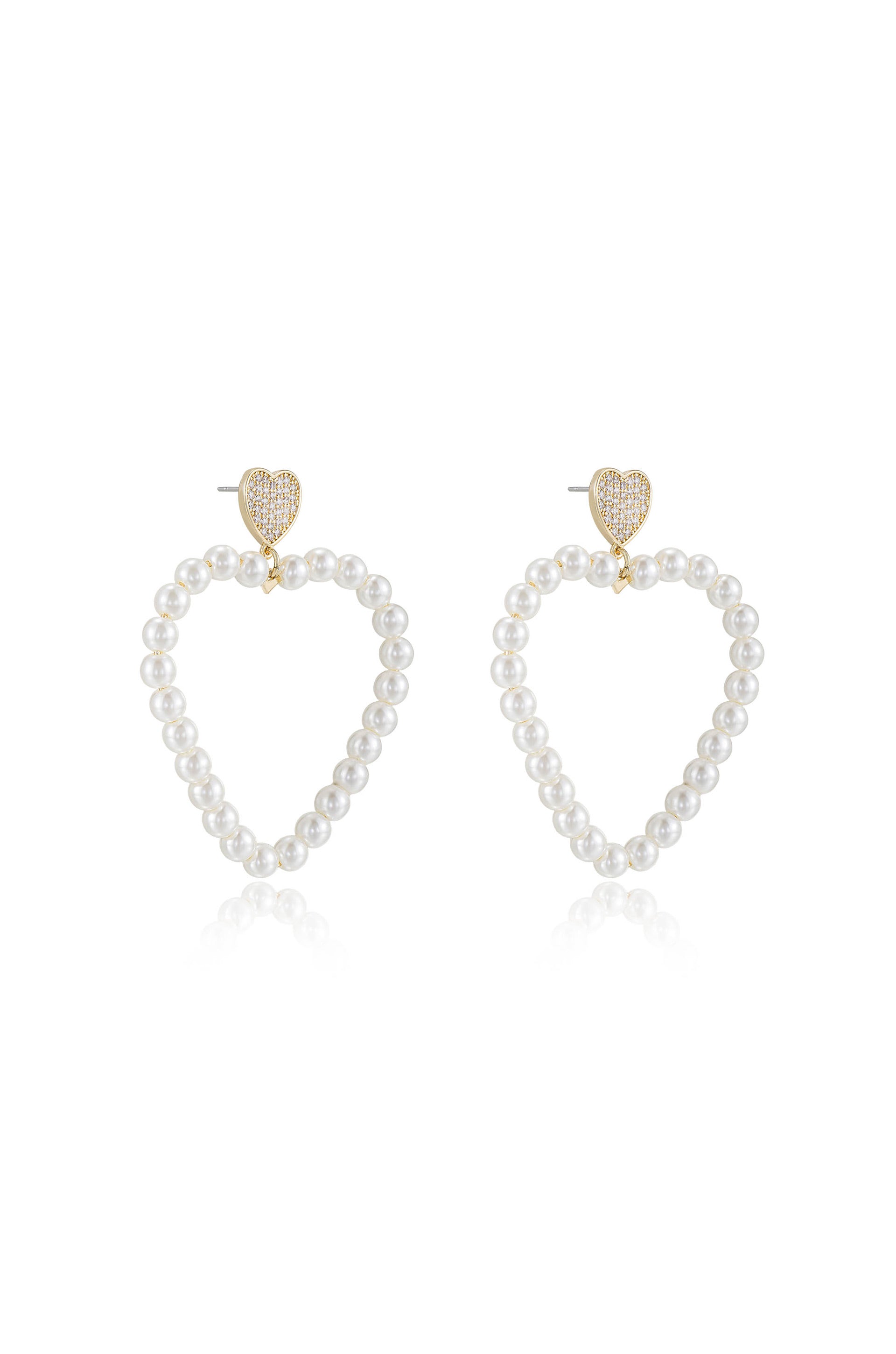 Big Heart Pearl Earrings side