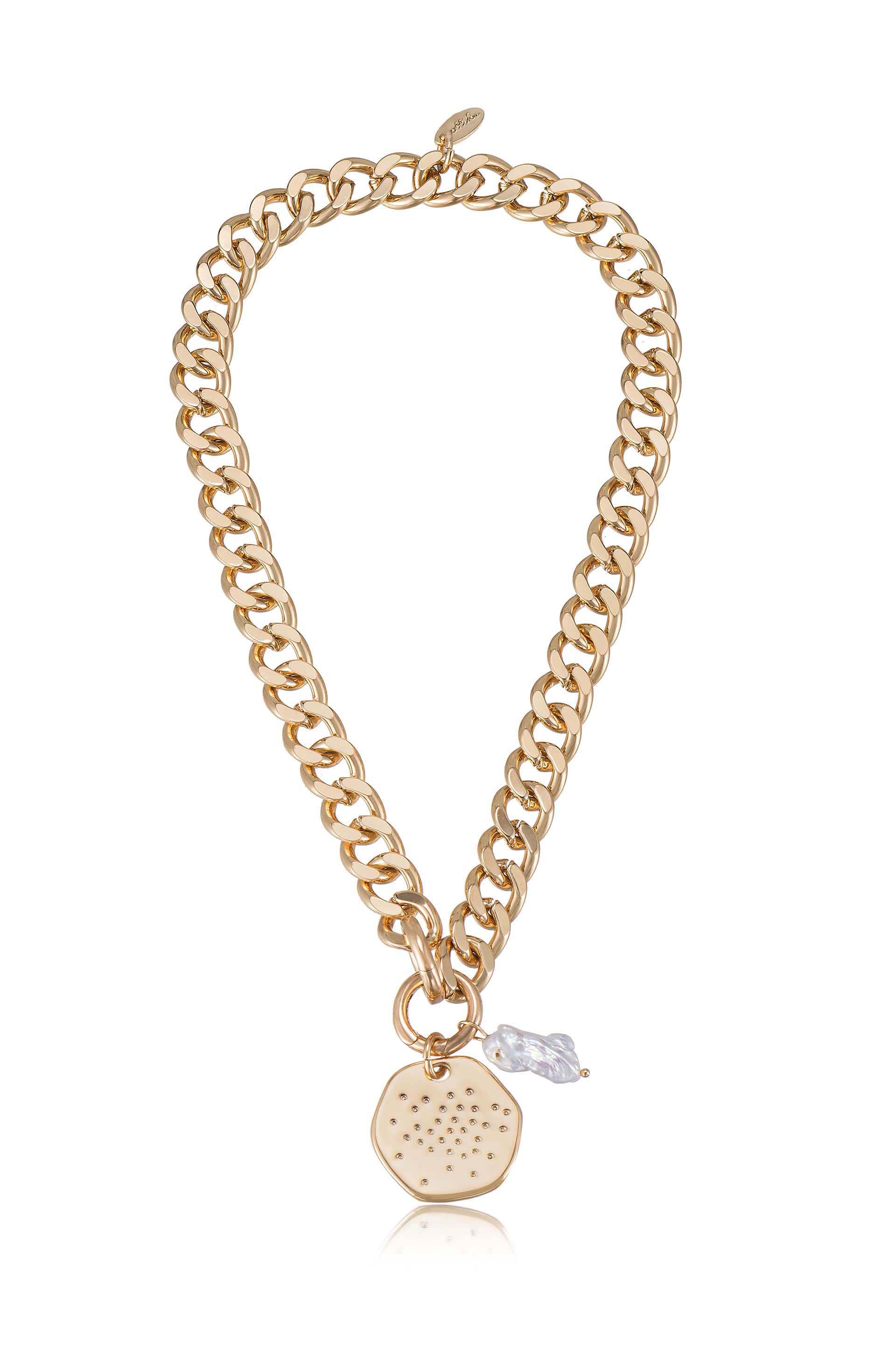 Lola Pearl and Medallion Chain Link Choker full