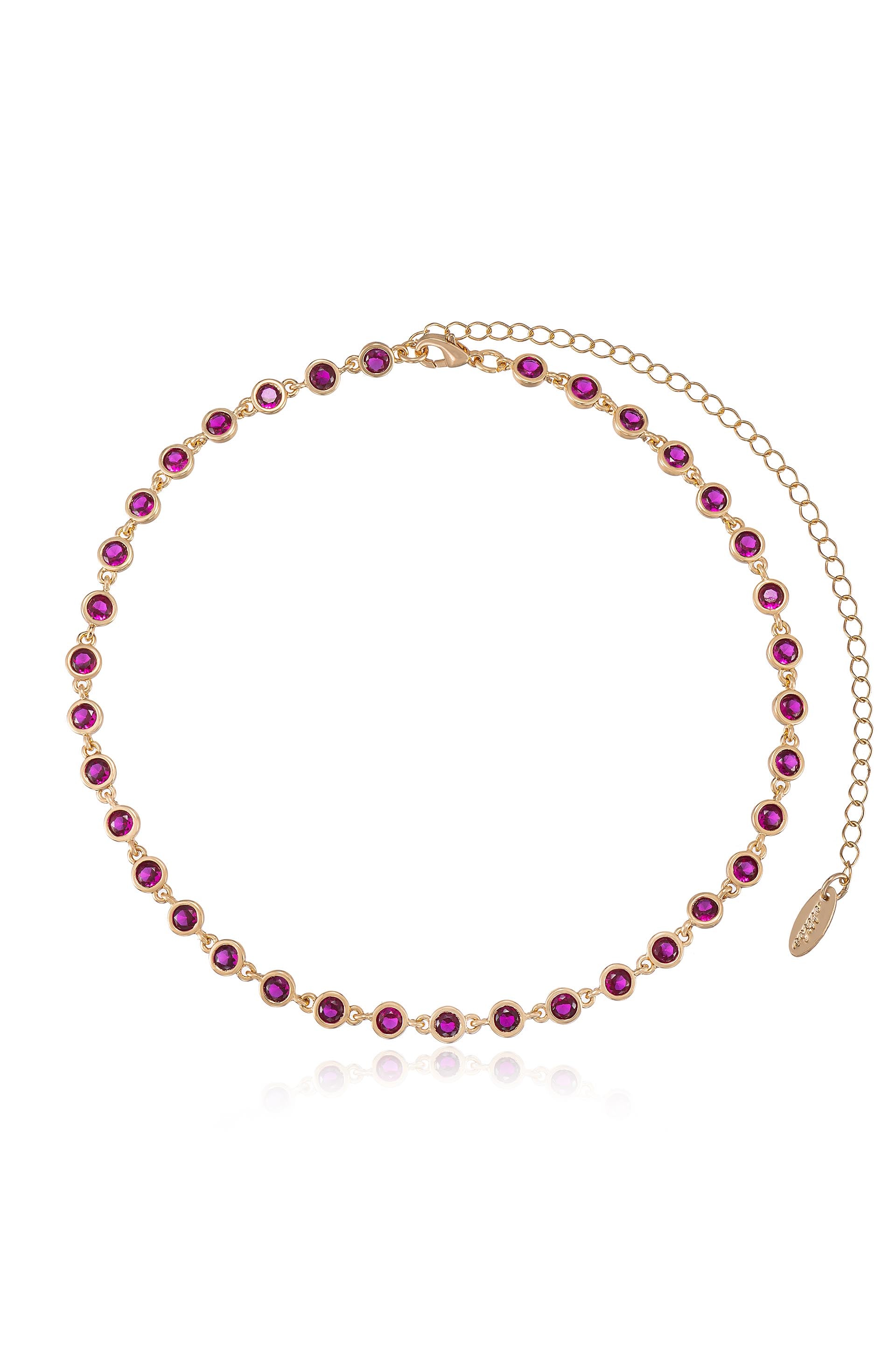 Crystal Disc and 18k Gold Plated Link Necklace