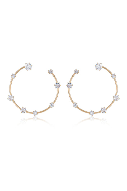 Celestial Large Wire & Crystal Ring Earrings