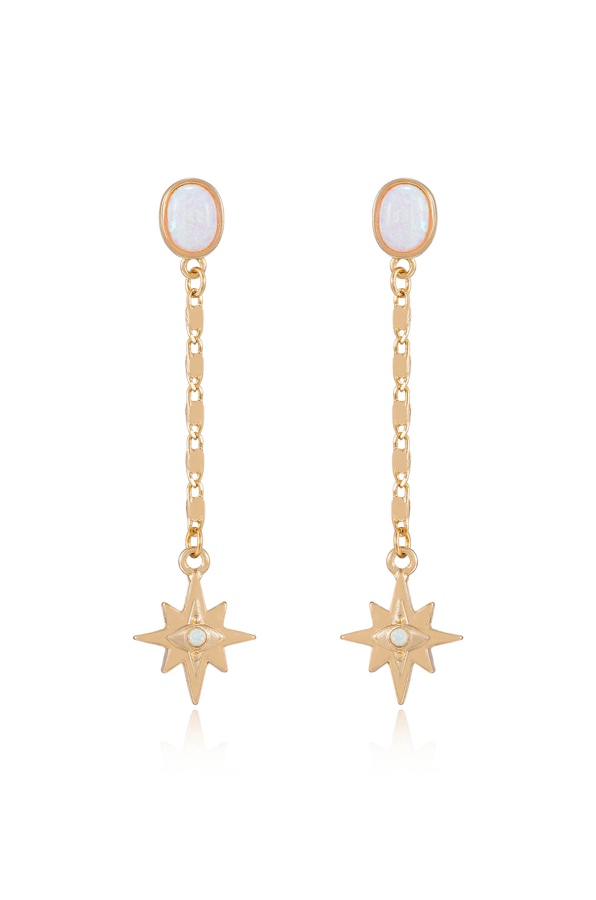 Celestial Opal Star Drop Earrings