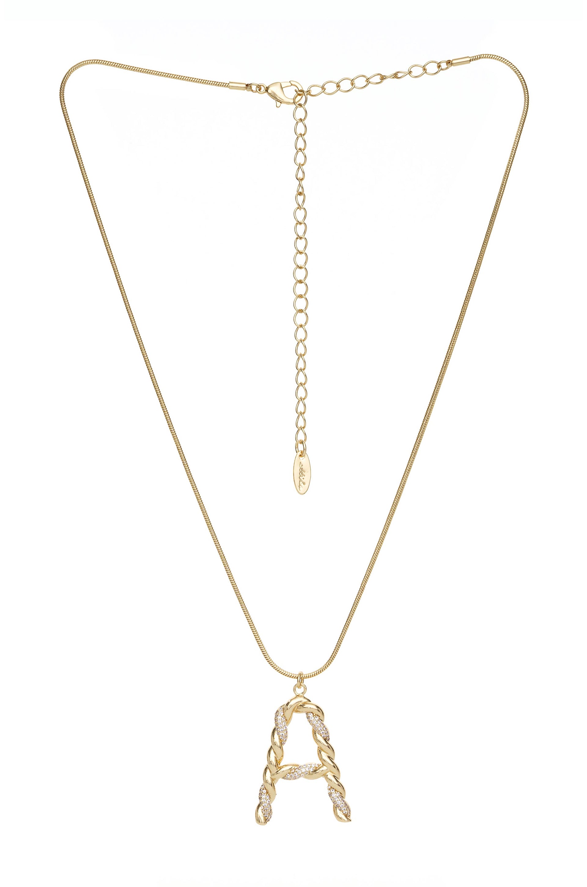 Twisted Crystal Initial 18k Gold Plated Necklace – Ettika