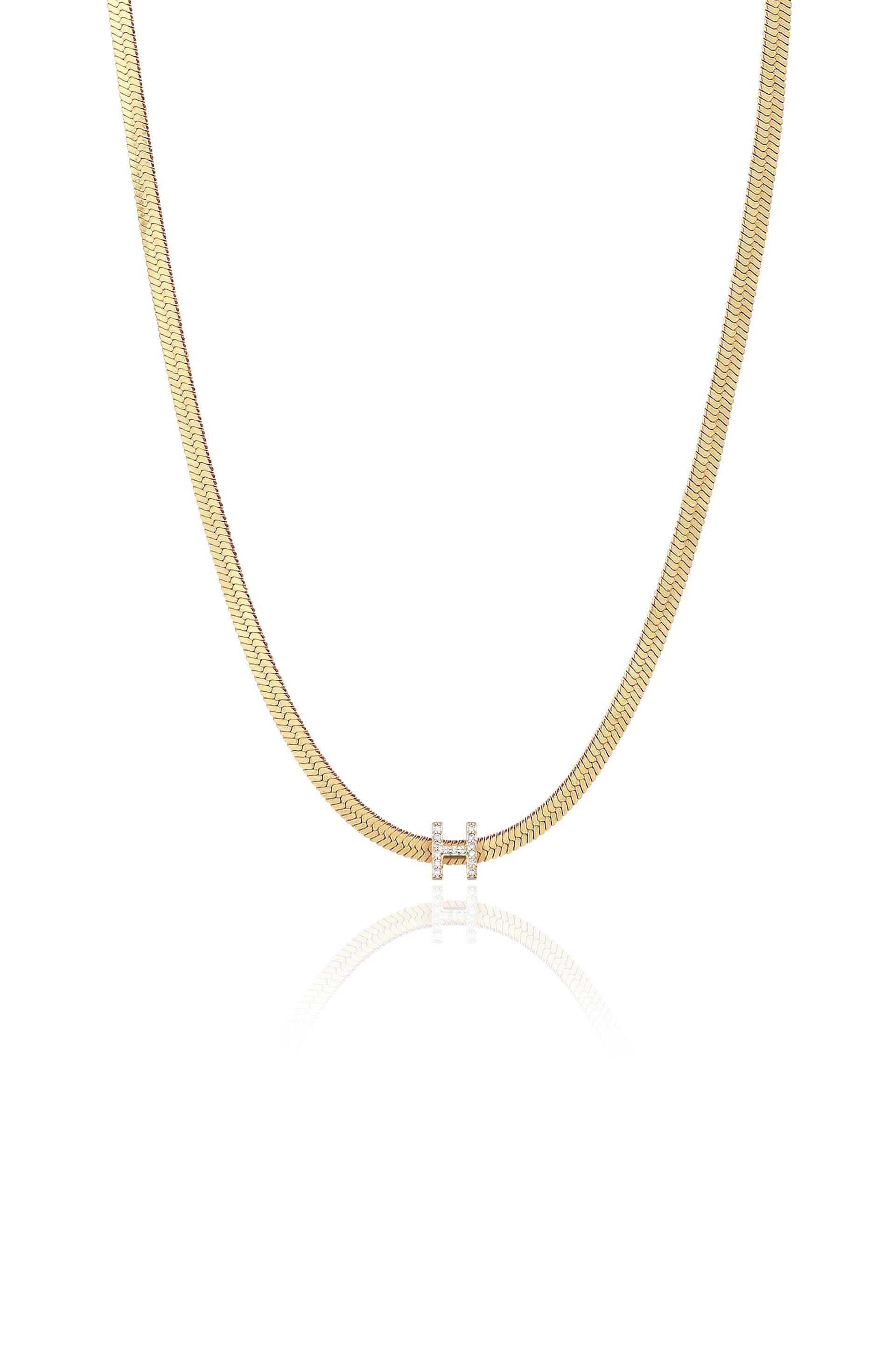 #NEW 18K Gold Plated 2CT Princess Cut cheapest Diamond Flat Herringbone Necklace