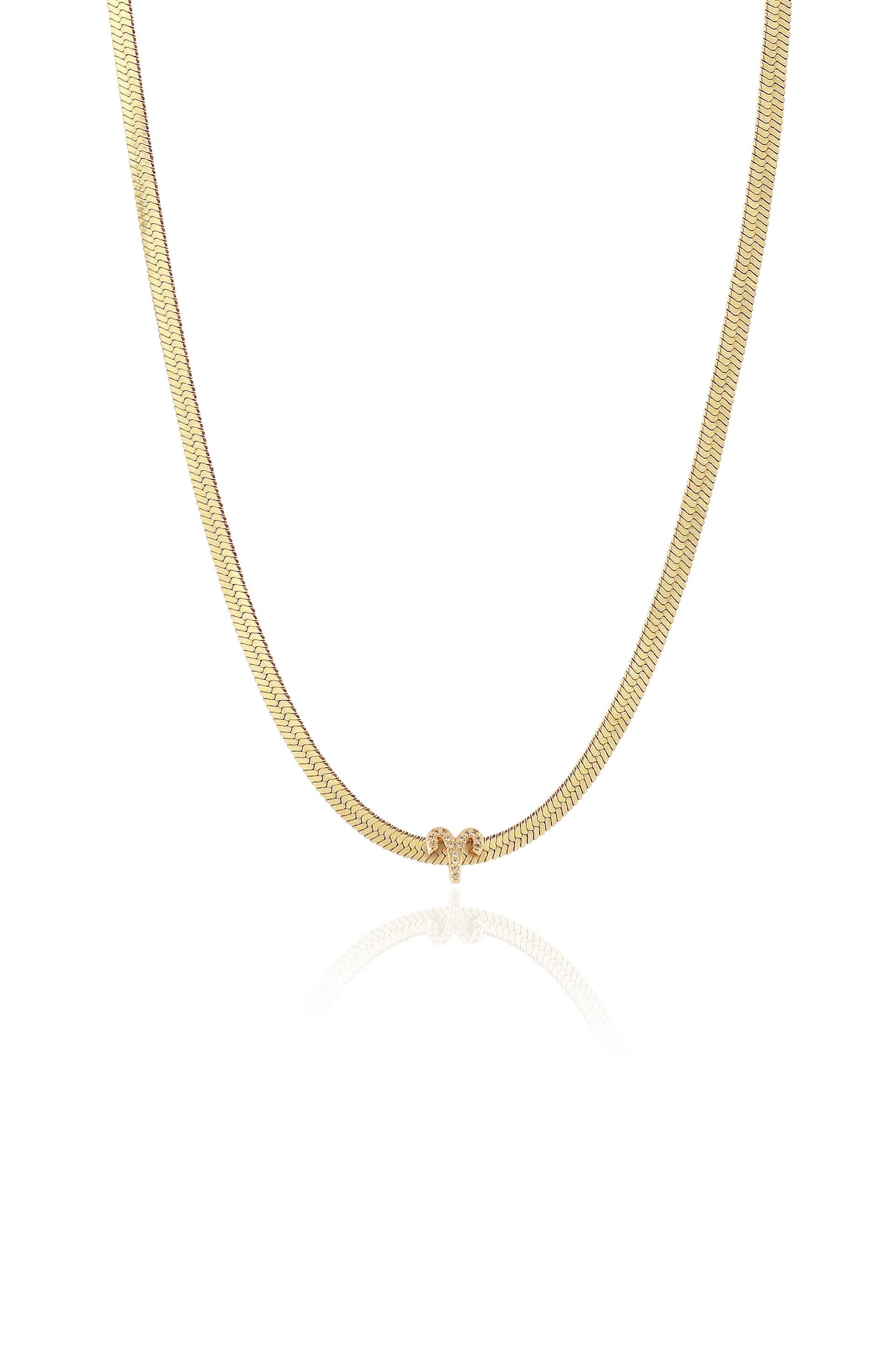 Zodiac Herringbone 18k Gold Plated Necklace