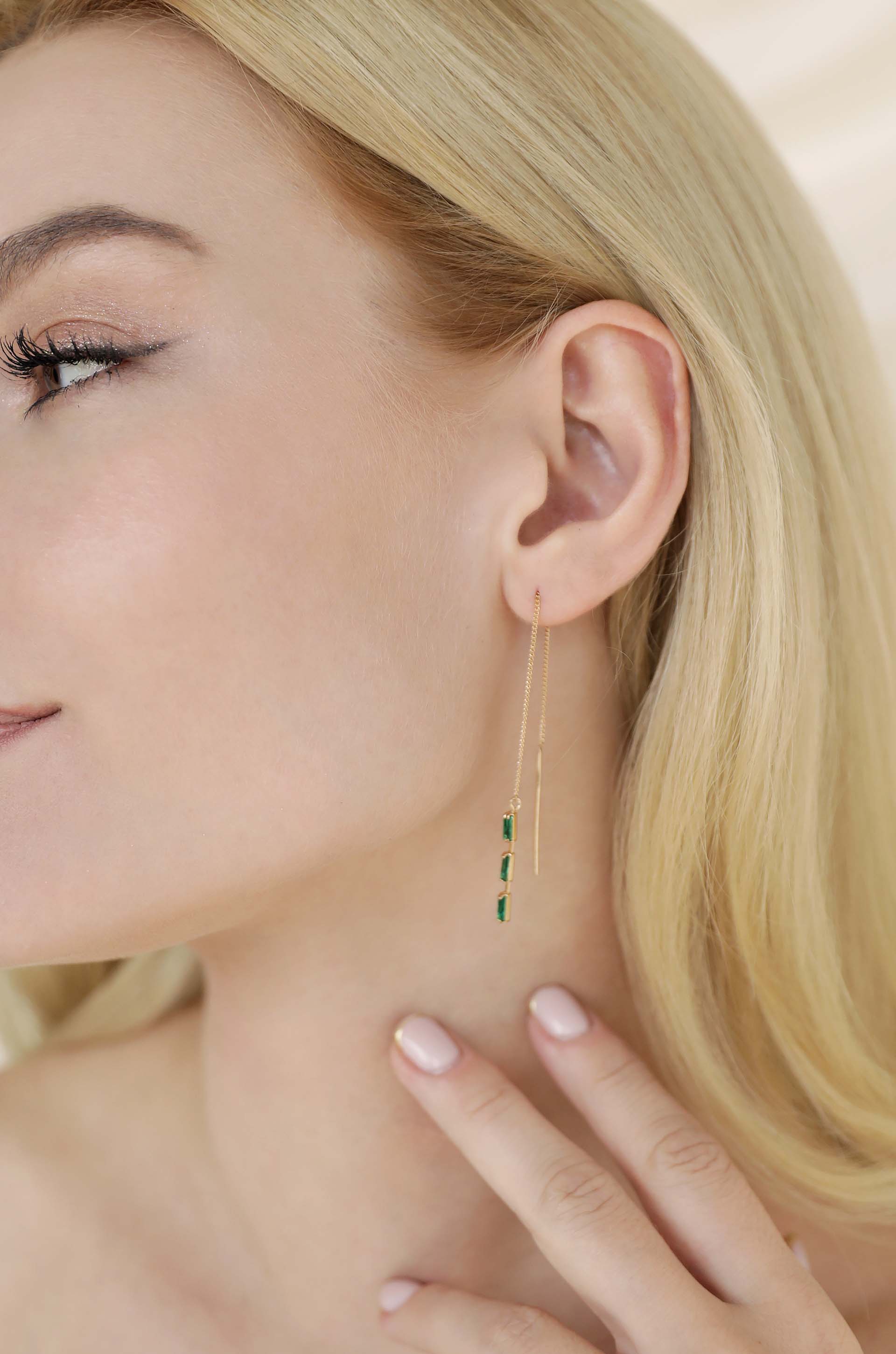 Baguette Earrings Threader Crystal – Ettika