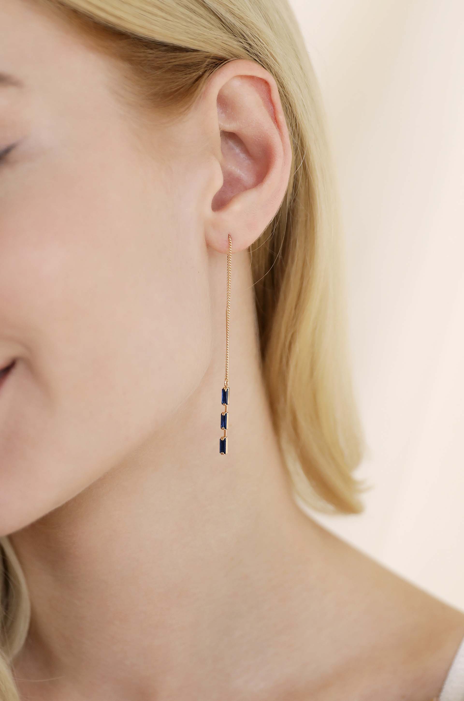Crystal Baguette Threader Earrings – Ettika