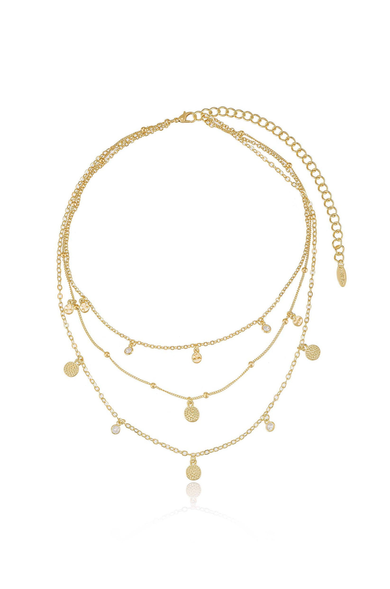 Crystal Detailed Triple Layer Necklace – Ettika