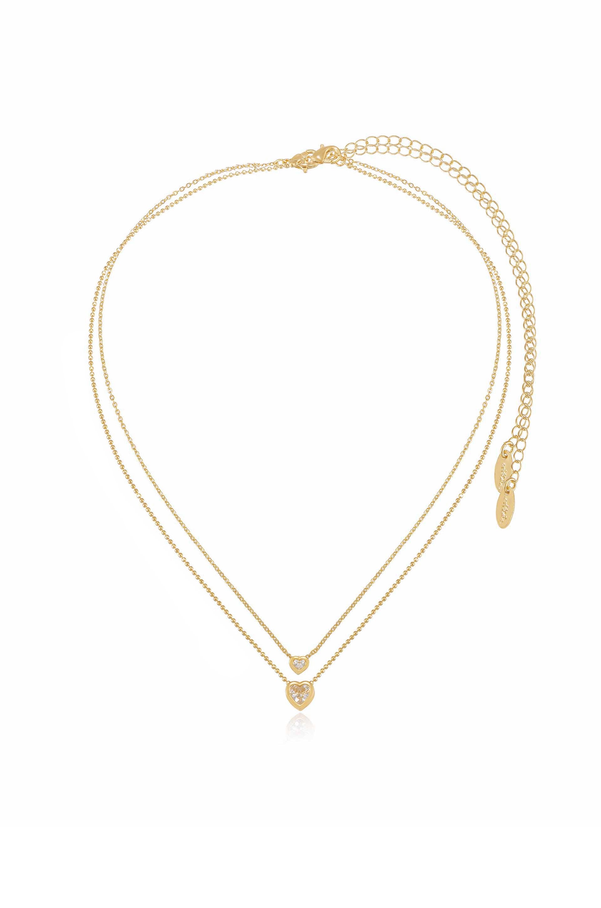 Simple Kind of Life Dainty 18k Gold Plated Chain and Crystal Layered  Necklace Set