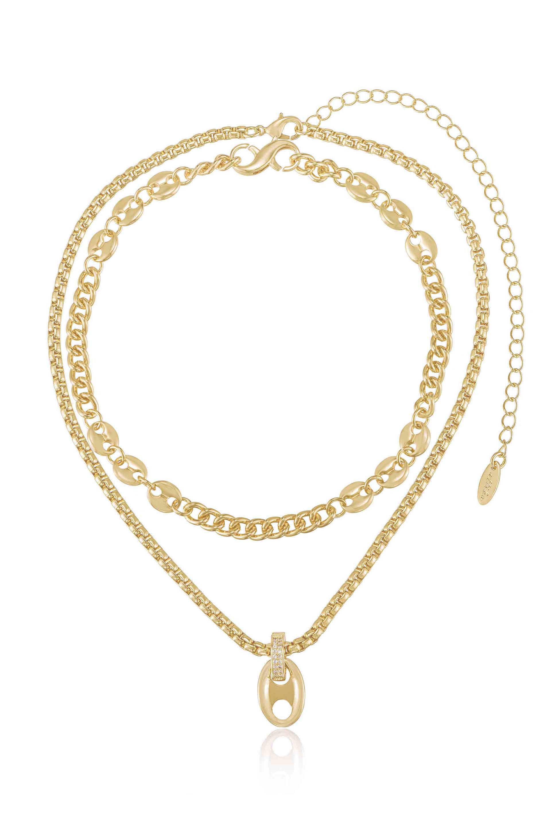 Modern Golden Girl 18k Gold Plated Necklace Set