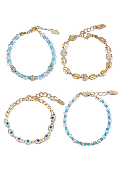 Turquoise and Pearl Bracelet Set