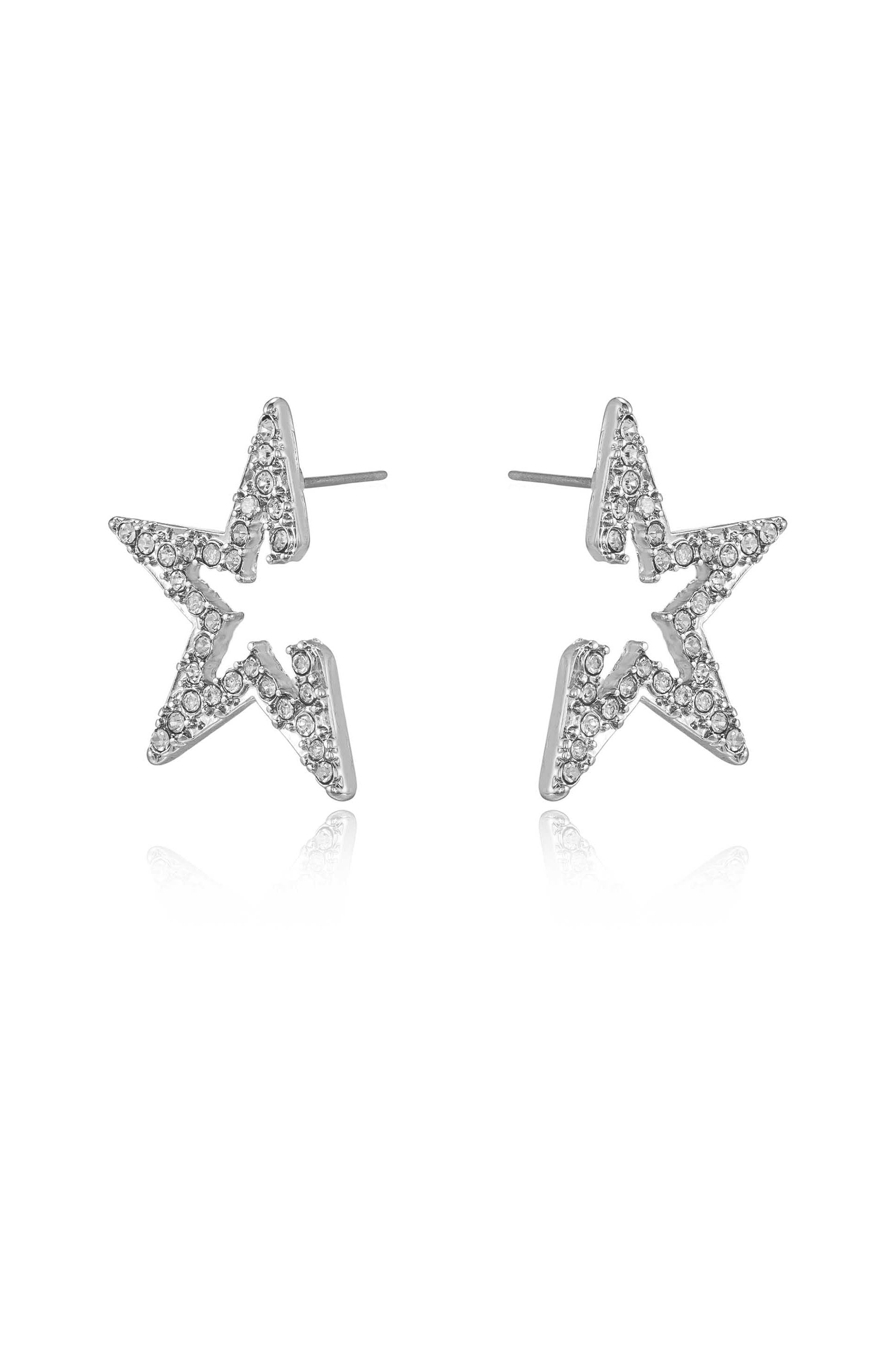 14KT White Gold Diamond North Star Stud Earrings