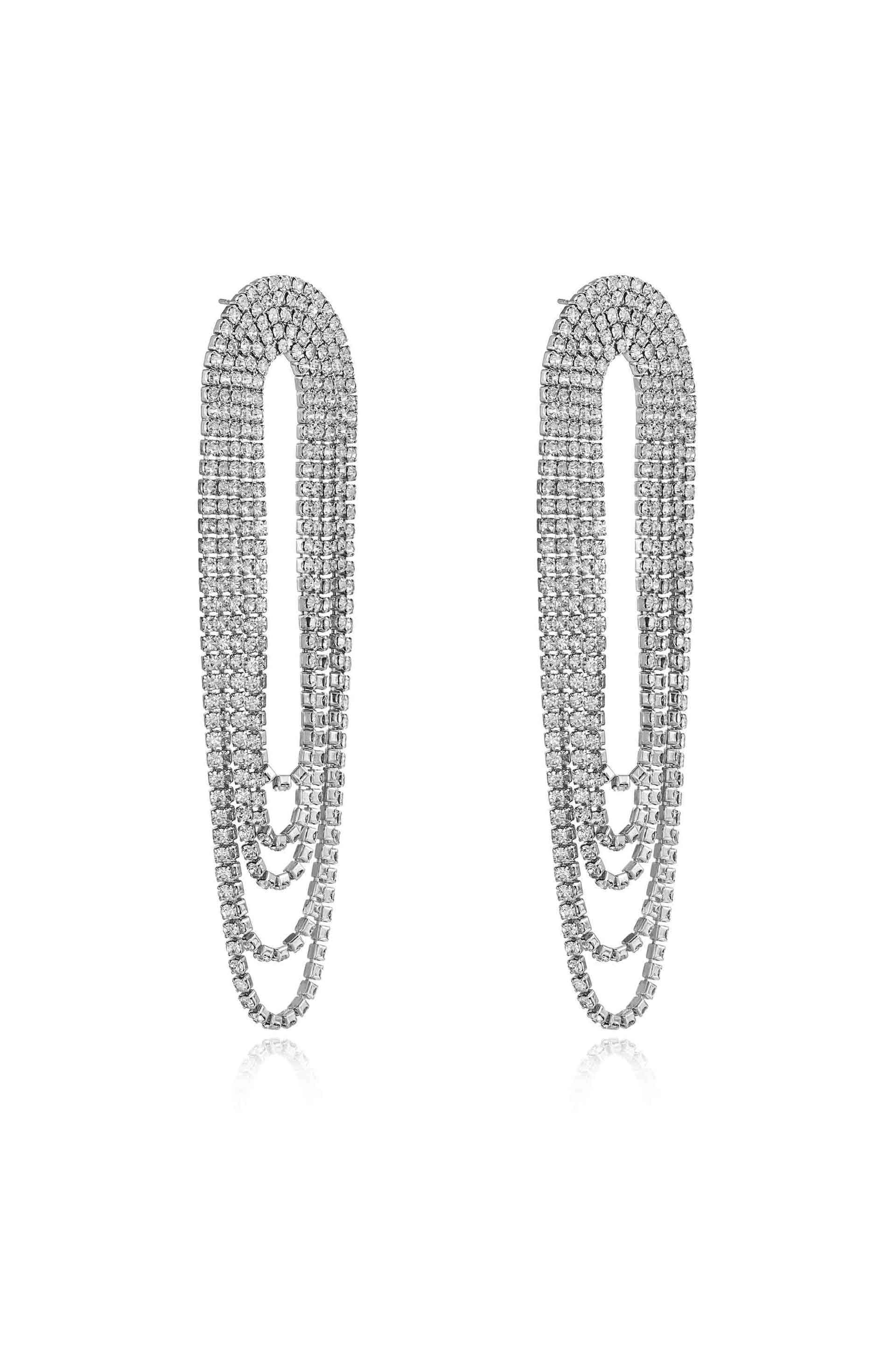 Crystal Drape Fringe Earrings Ettika