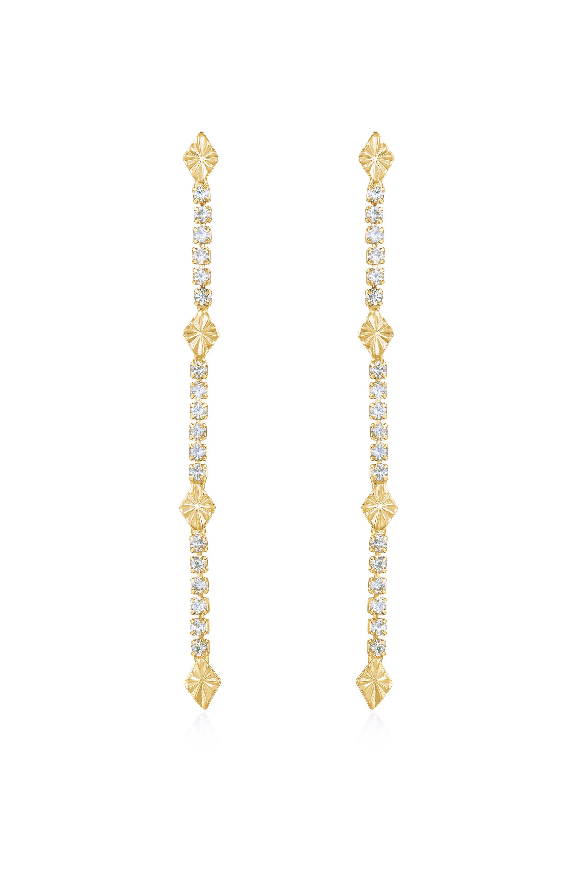 Straight Crystal Chain Dangle Earrings