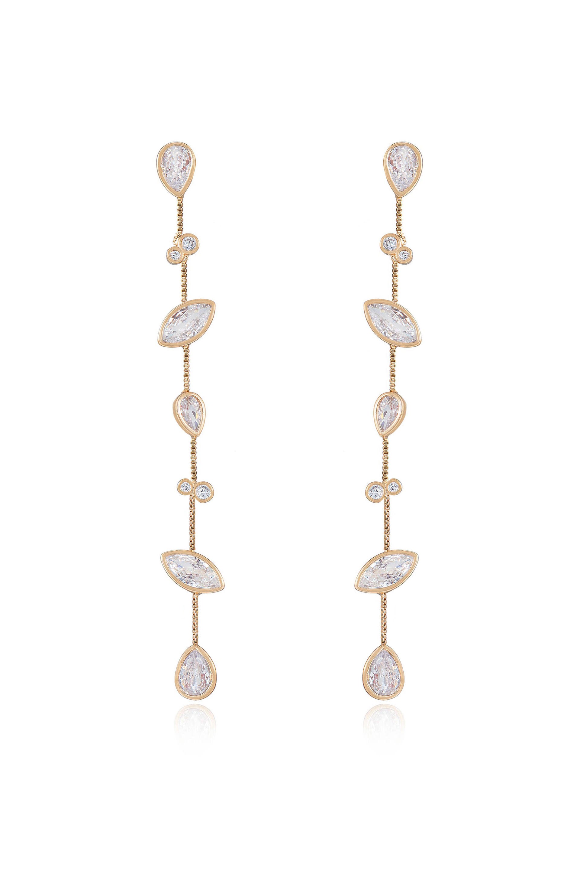 Falling Bezel Crystal Dangle Earrings