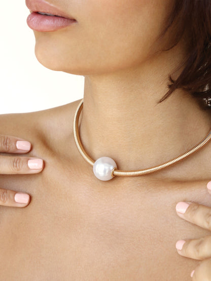 Pearl Pendant Flex Chain Necklace