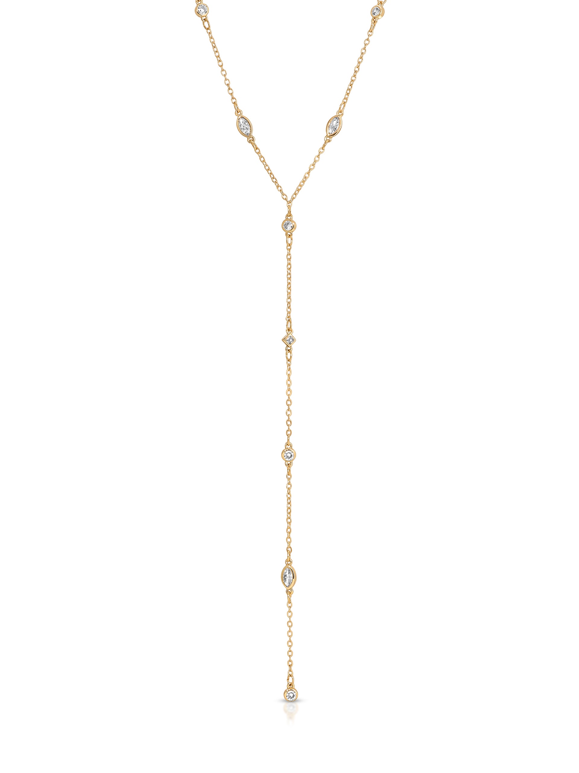 Simple Statement Crystal Dotted Lariat Necklace